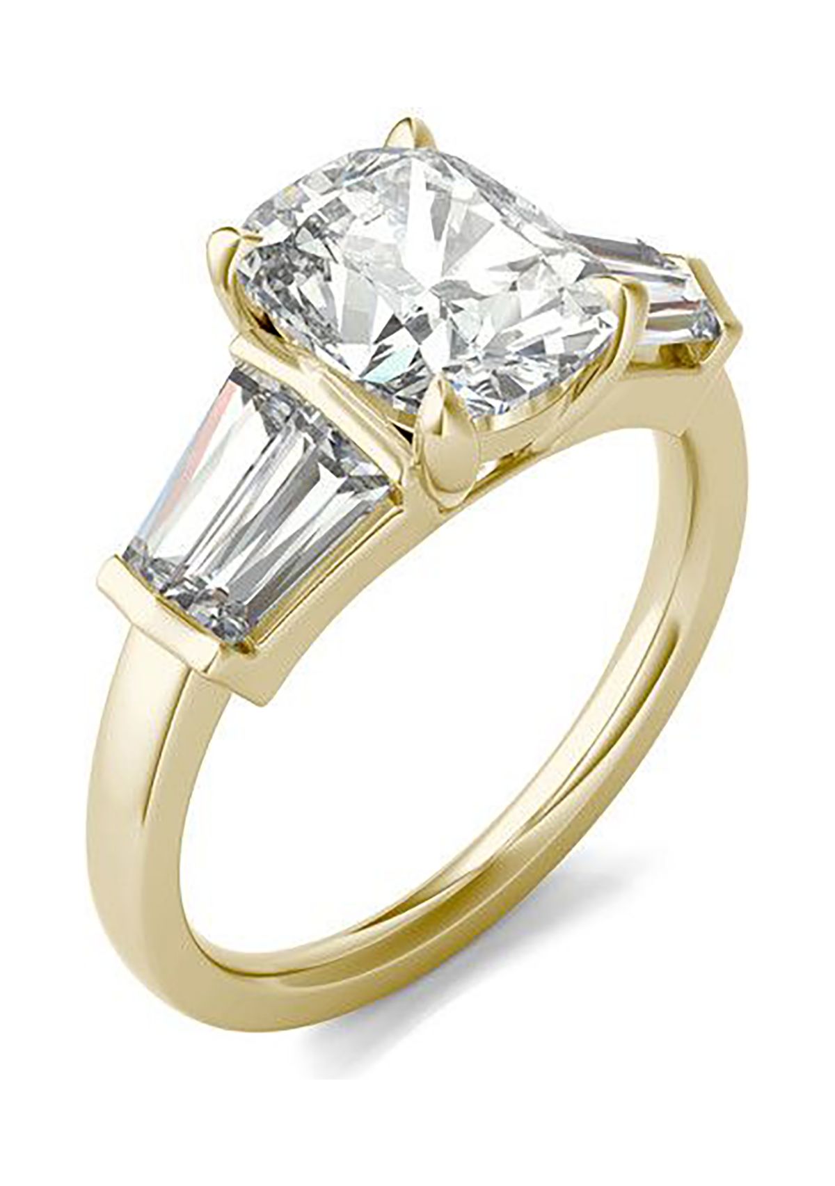 Charles & Colvard 3.46 ct. t.w. Lab Created Elongated Cushion Moissanite Five Stone Engagement Ring in 14k Gold