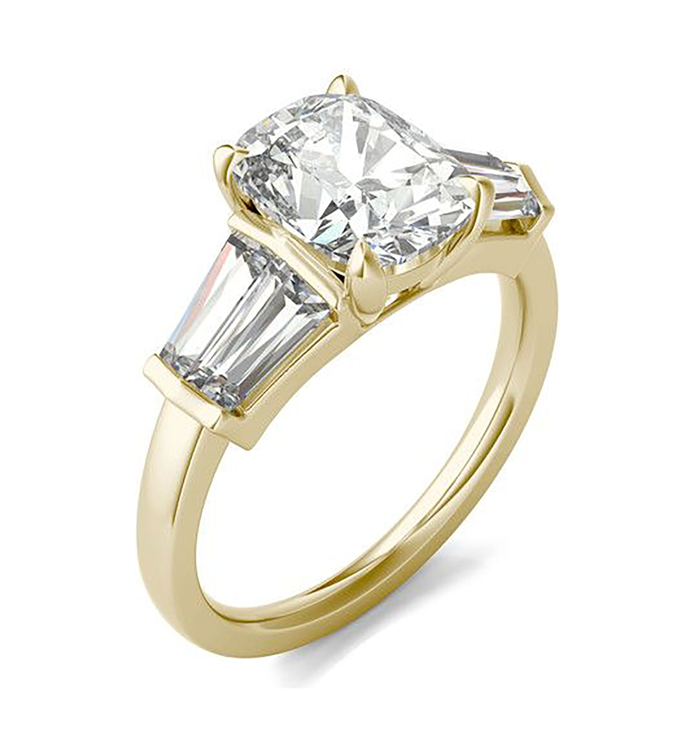 Charles & Colvard 3.46 ct. t.w. Lab Created Elongated Cushion Moissanite Five Stone Engagement Ring in 14k Gold