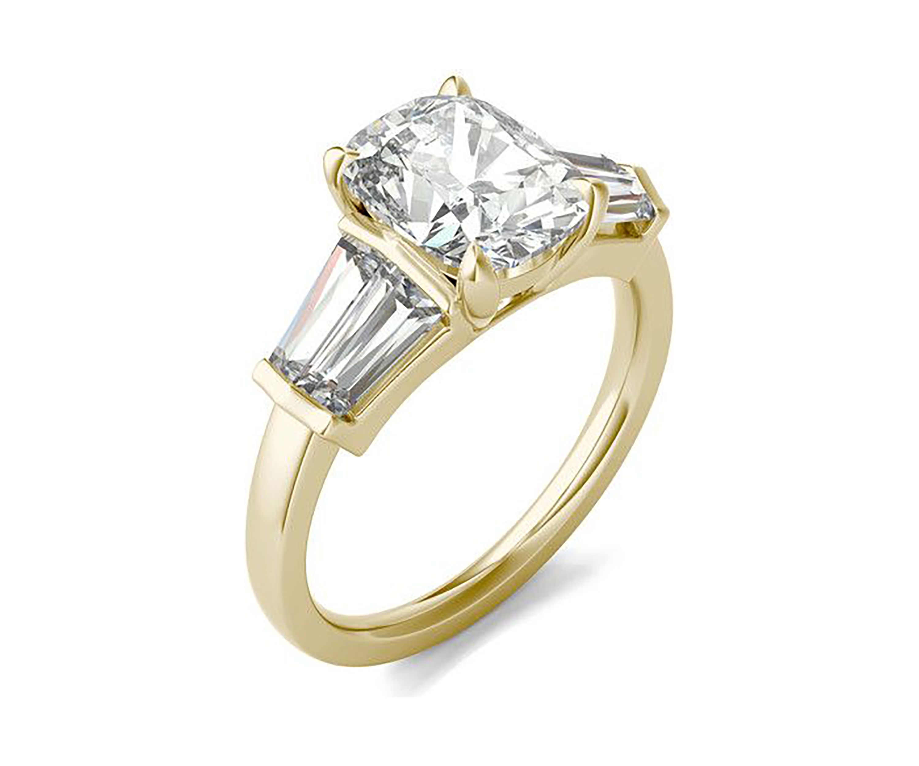 Charles & Colvard 3.46 ct. t.w. Lab Created Elongated Cushion Moissanite Five Stone Engagement Ring in 14k Gold
