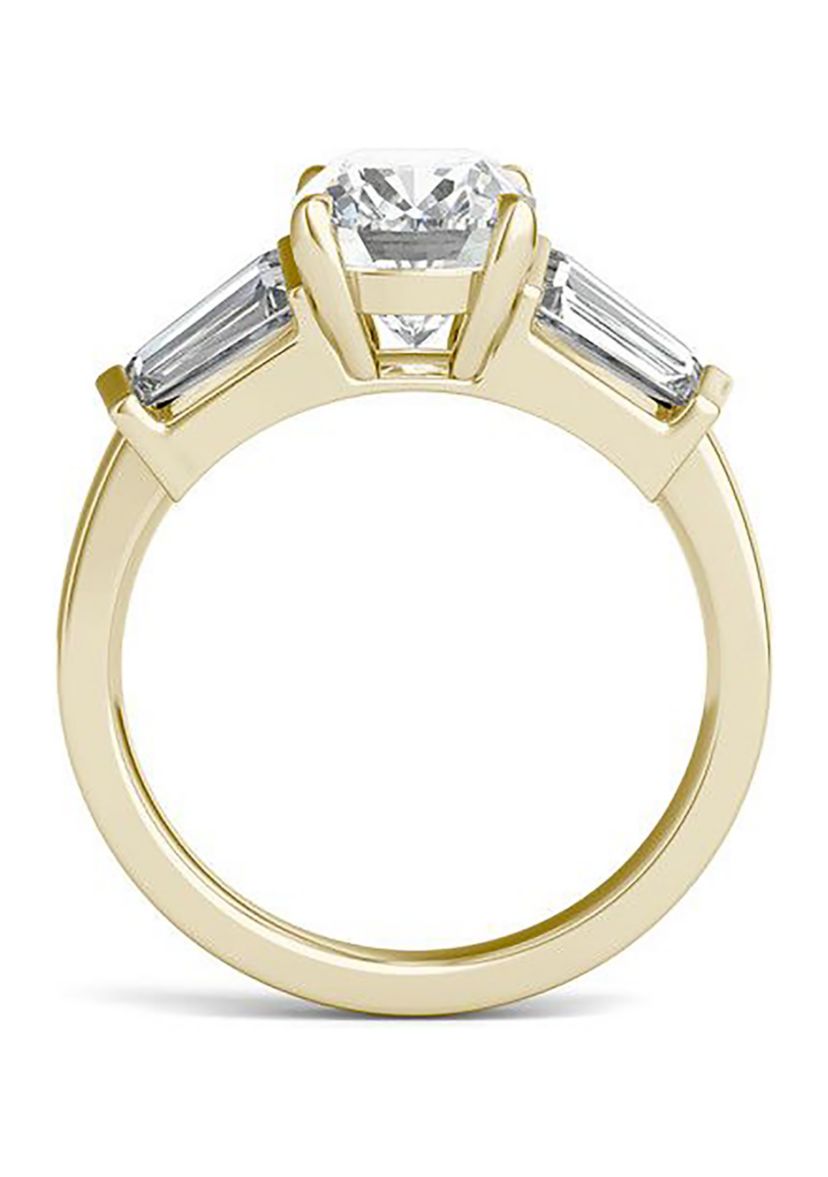 Charles & Colvard 3.46 ct. t.w. Lab Created Elongated Cushion Moissanite Five Stone Engagement Ring in 14k Gold