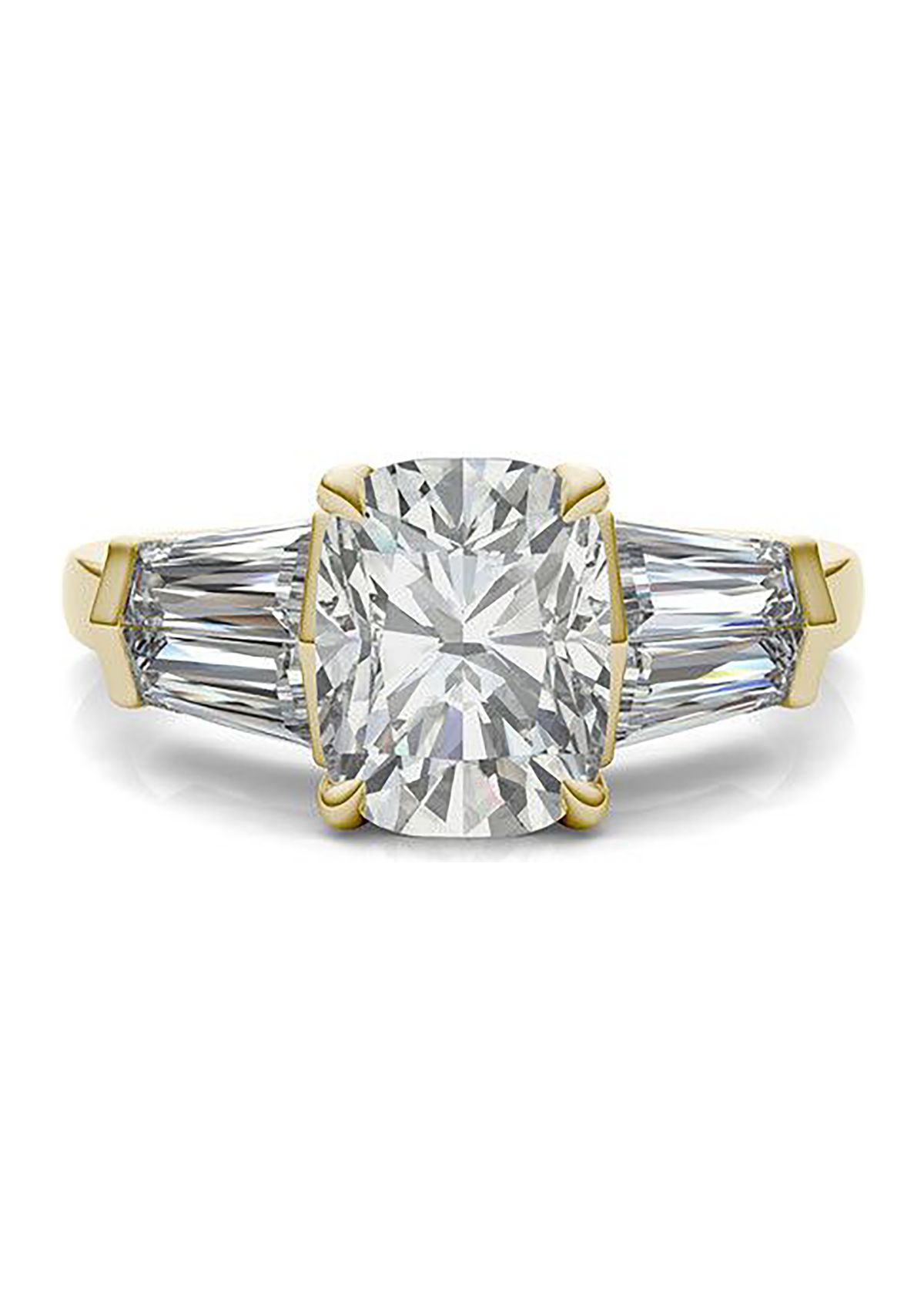 Charles & Colvard 3.46 ct. t.w. Lab Created Elongated Cushion Moissanite Five Stone Engagement Ring in 14k Gold