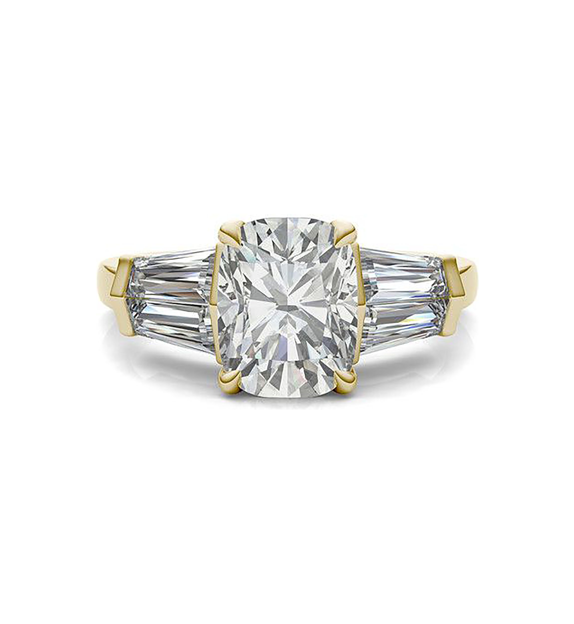 Charles & Colvard 3.46 ct. t.w. Lab Created Elongated Cushion Moissanite Five Stone Engagement Ring in 14k Gold