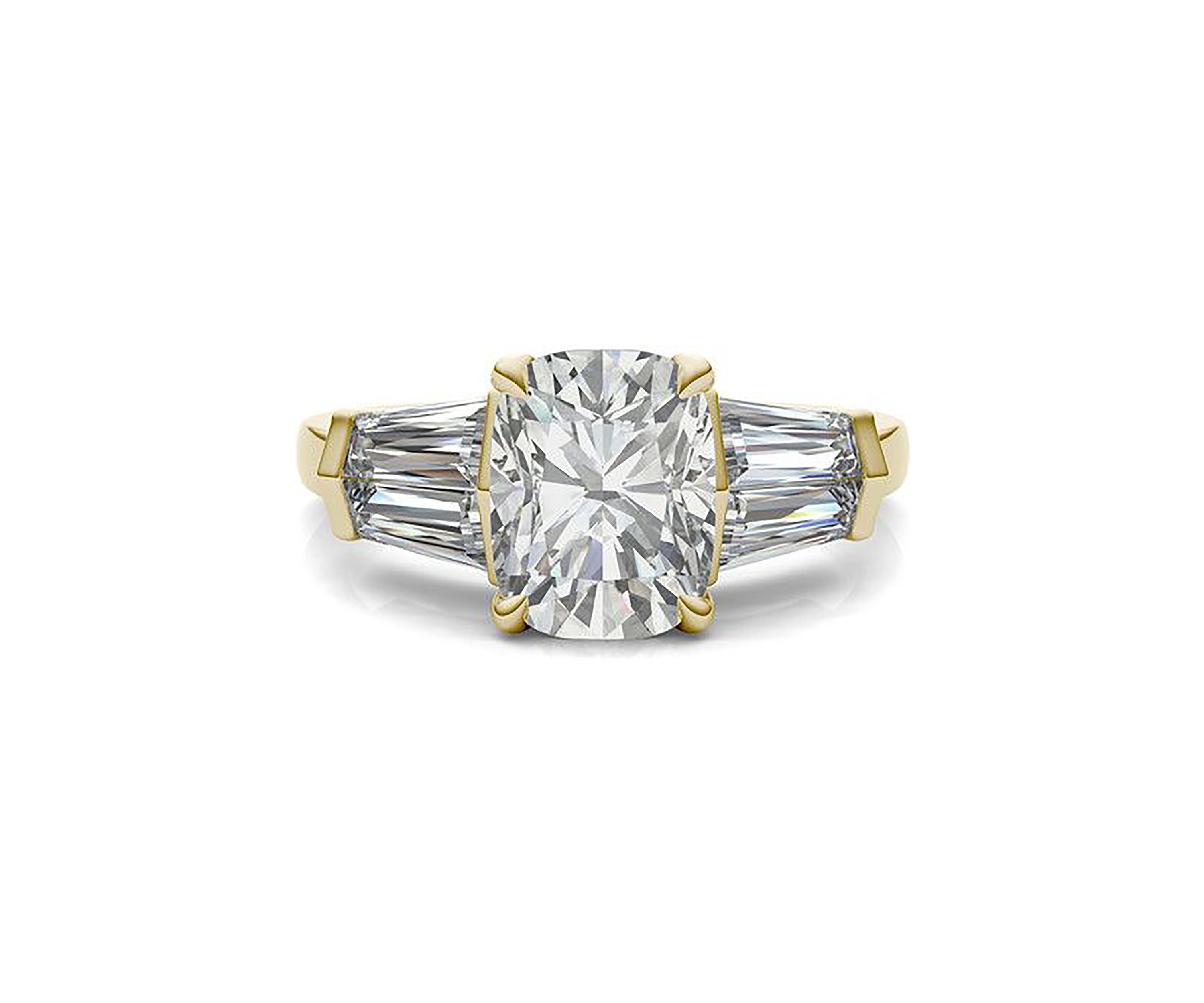 Charles & Colvard 3.46 ct. t.w. Lab Created Elongated Cushion Moissanite Five Stone Engagement Ring in 14k Gold