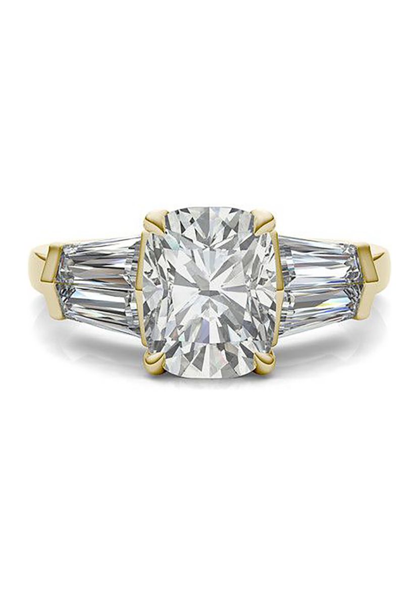 Charles & Colvard 3.46 ct. t.w. Lab Created Elongated Cushion Moissanite Five Stone Engagement Ring in 14k Gold
