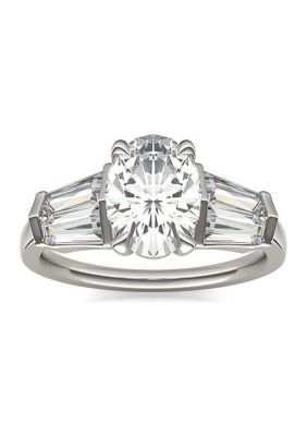 Charles & Colvard 3.26 Ct. T.w. Lab Created Oval Moissanite Five Stone Engagement Ring In 14K Gold
