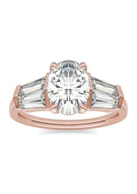 Charles & Colvard 3.26 Ct. T.w. Lab Created Oval Moissanite Five Stone Engagement Ring In 14K Gold