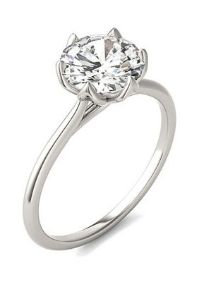 Charles & Colvard 1.9 Ct. T.w. Lab Created Round Moissanite Floral Solitaire Ring In 14K Gold