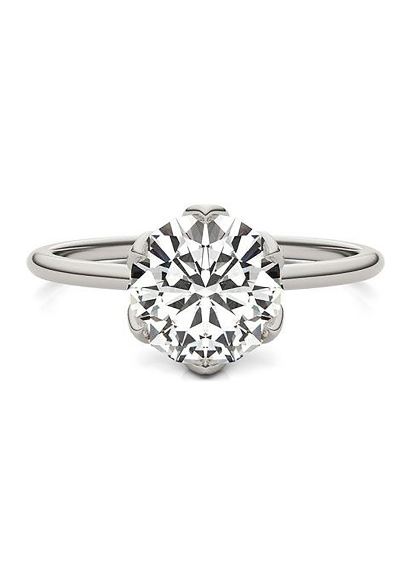 Charles & Colvard 1.9 ct. t.w. Lab Created Round Moissanite Floral Solitaire Ring in 14k Gold
