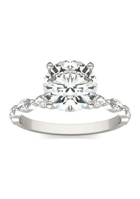 Charles & Colvard 2.46 Ct. T.w. Lab Created Accented Moissanite Engagement Ring In 14K Gold