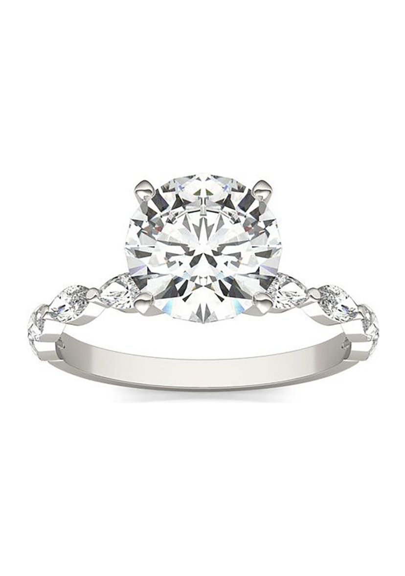 Charles & Colvard 2.46 ct. t.w. Lab Created Accented Moissanite Engagement Ring in 14k Gold