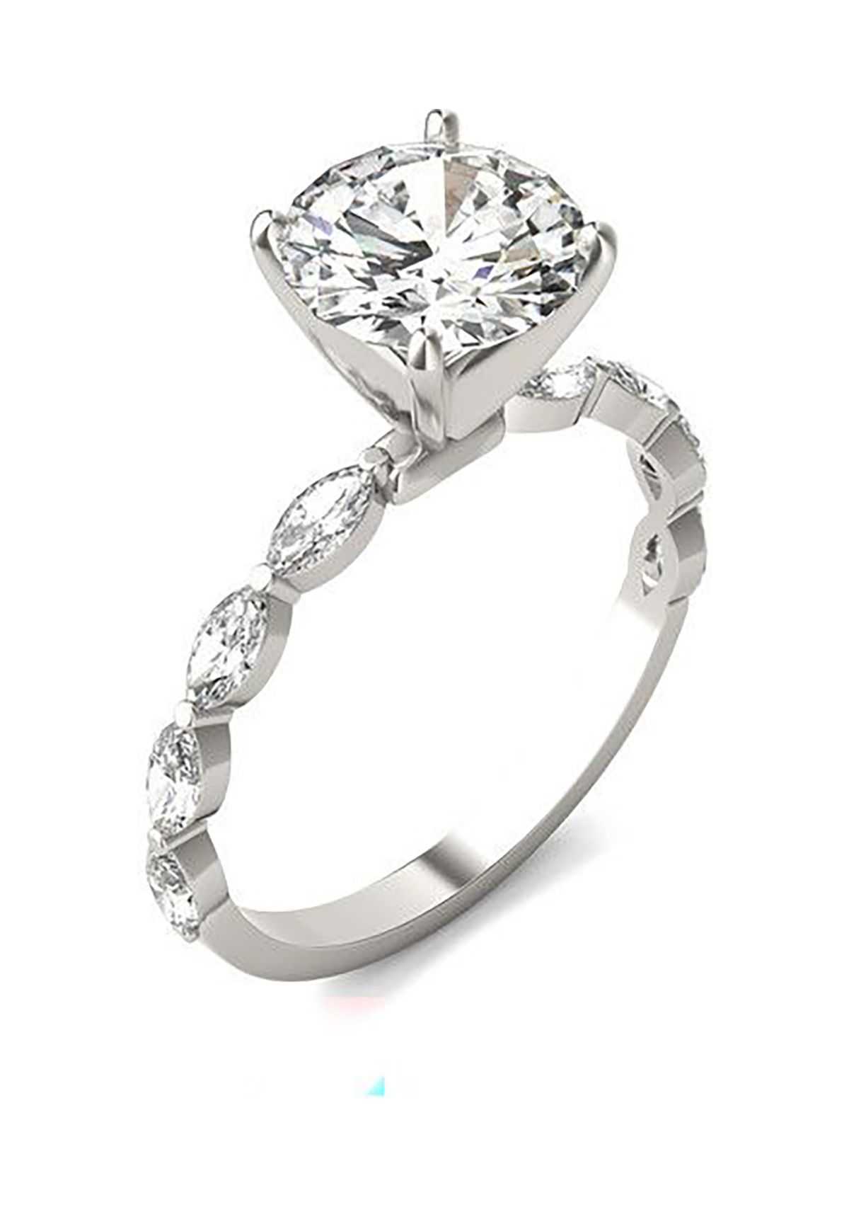 Charles & Colvard 2.46 ct. t.w. Lab Created Accented Moissanite Engagement Ring in 14k Gold