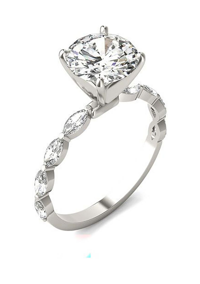 Charles & Colvard 2.46 ct. t.w. Lab Created Accented Moissanite Engagement Ring in 14k Gold
