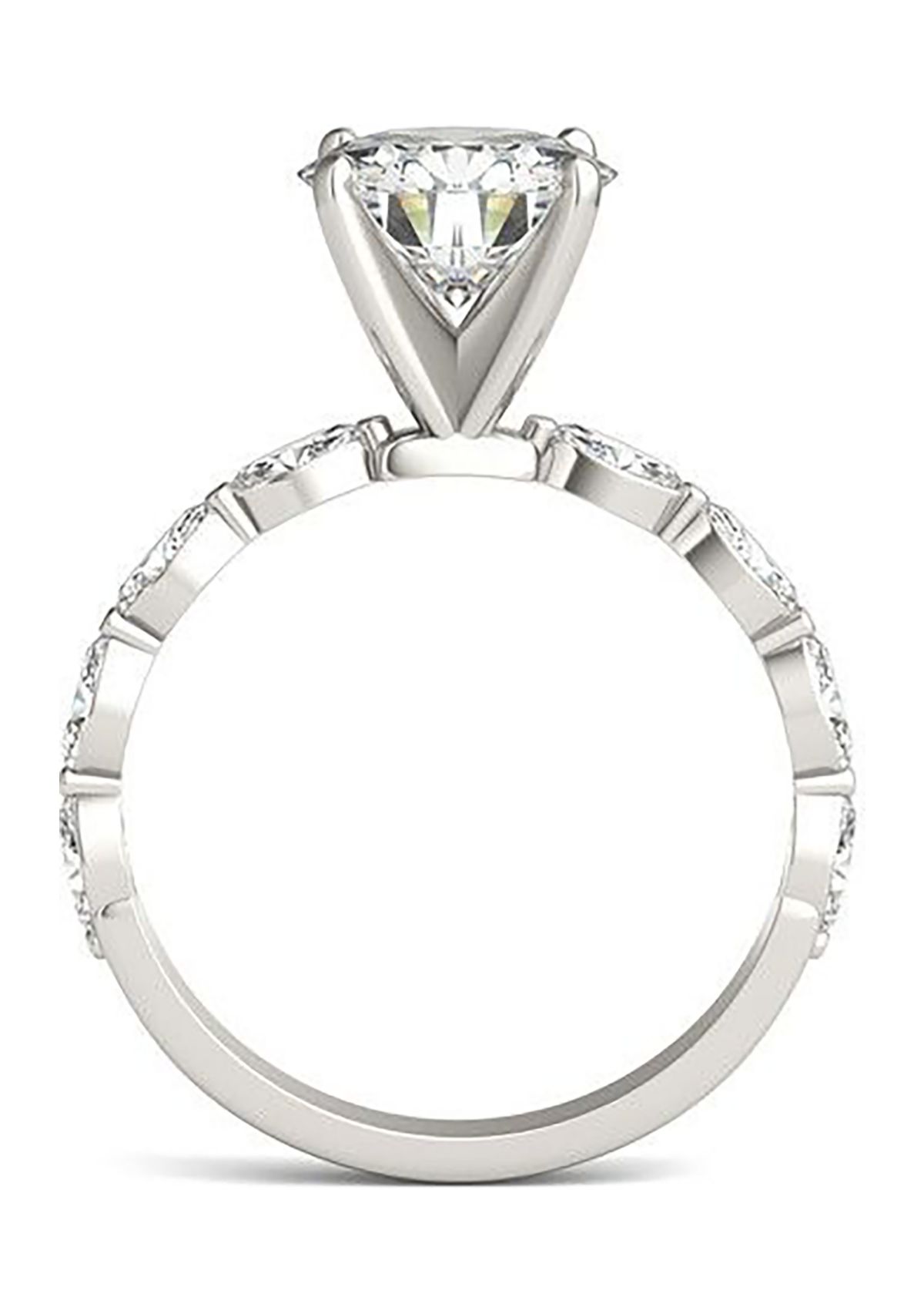 Charles & Colvard 2.46 ct. t.w. Lab Created Accented Moissanite Engagement Ring in 14k Gold