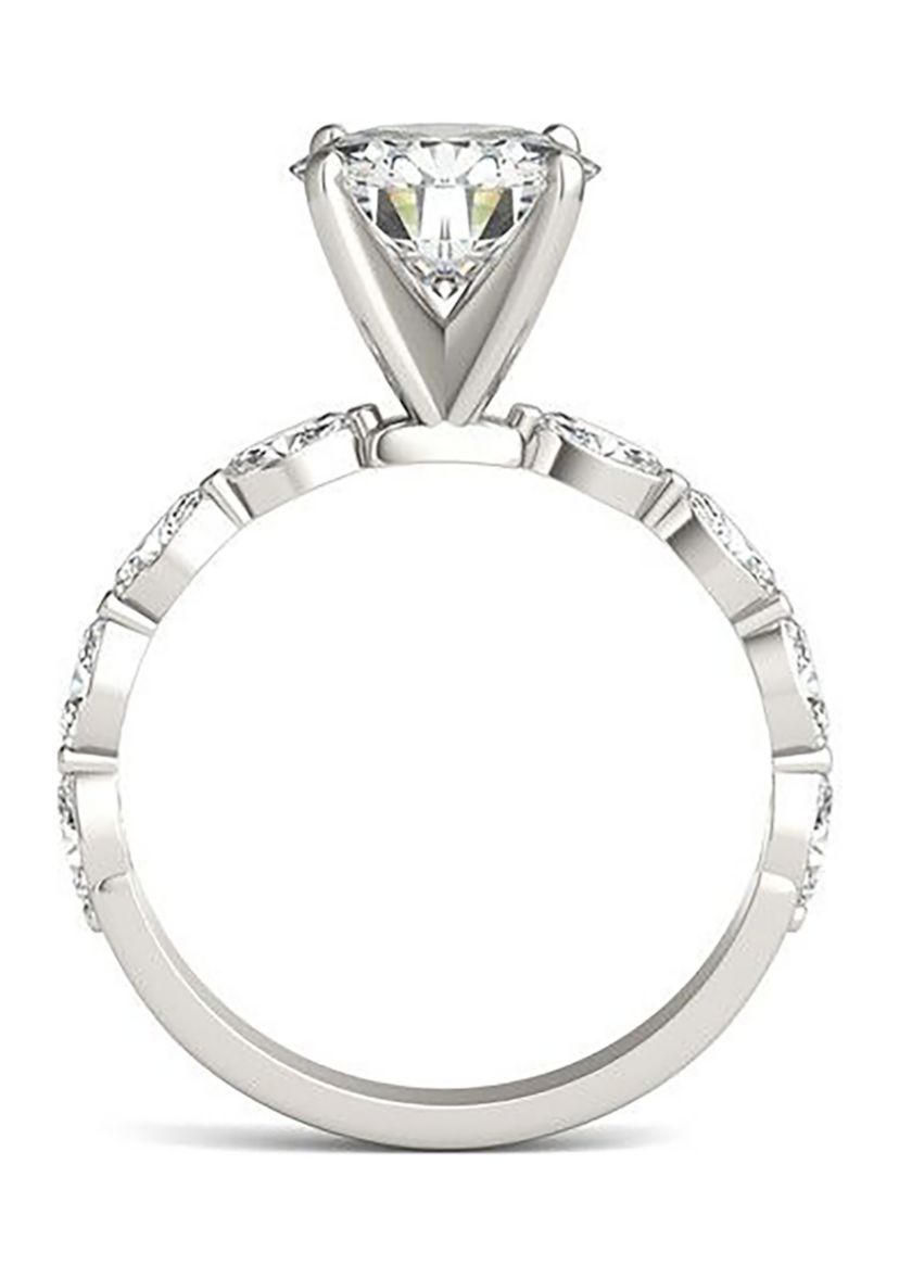 Charles & Colvard 2.46 ct. t.w. Lab Created Accented Moissanite Engagement Ring in 14k Gold