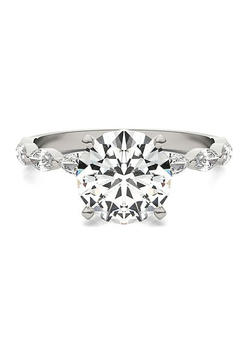Charles & Colvard 2.46 ct. t.w. Lab Created Accented Moissanite Engagement Ring in 14k Gold