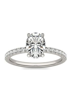 Charles & Colvard 1.78 Ct. T.w. Lab Created Oval Moissanite Hidden Halo Engagement Ring In 14K Gold, White, 9 -  0194172268372