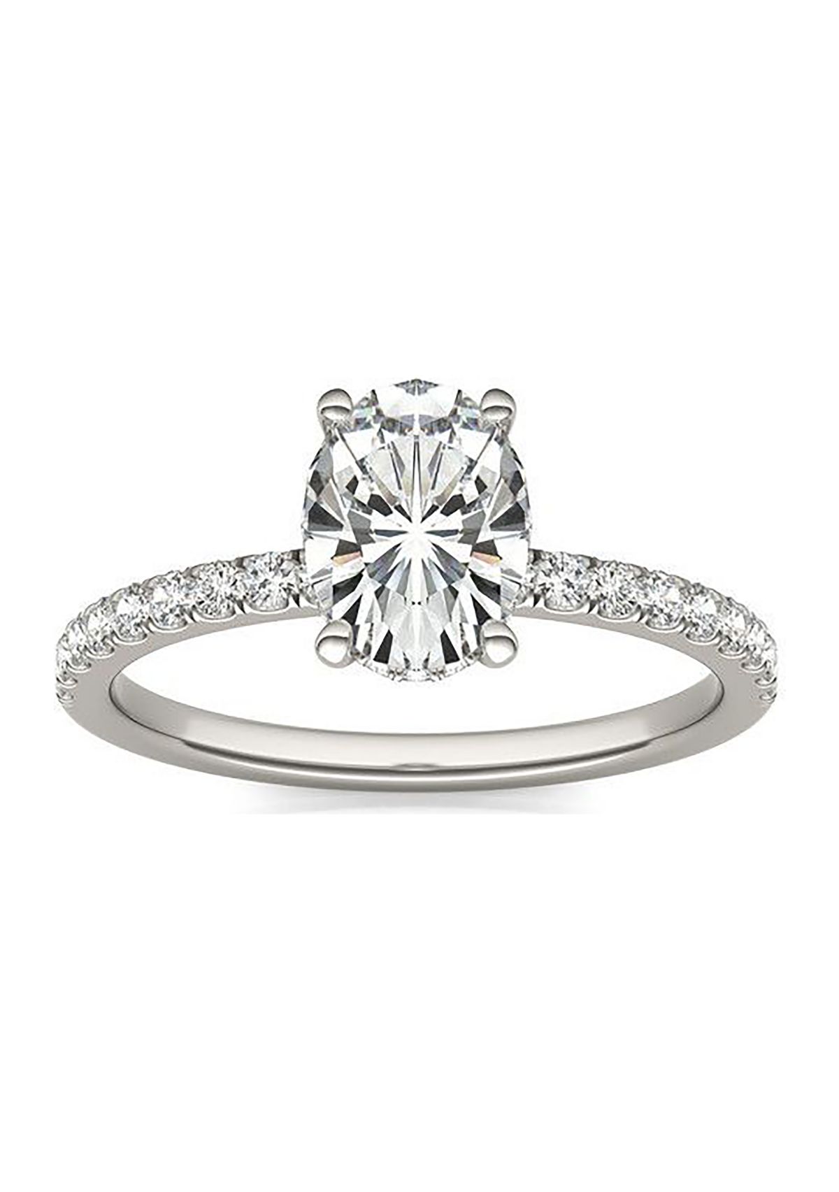 Charles & Colvard 1.78 ct. t.w. Lab Created Oval Moissanite Hidden Halo Engagement Ring in 14k Gold