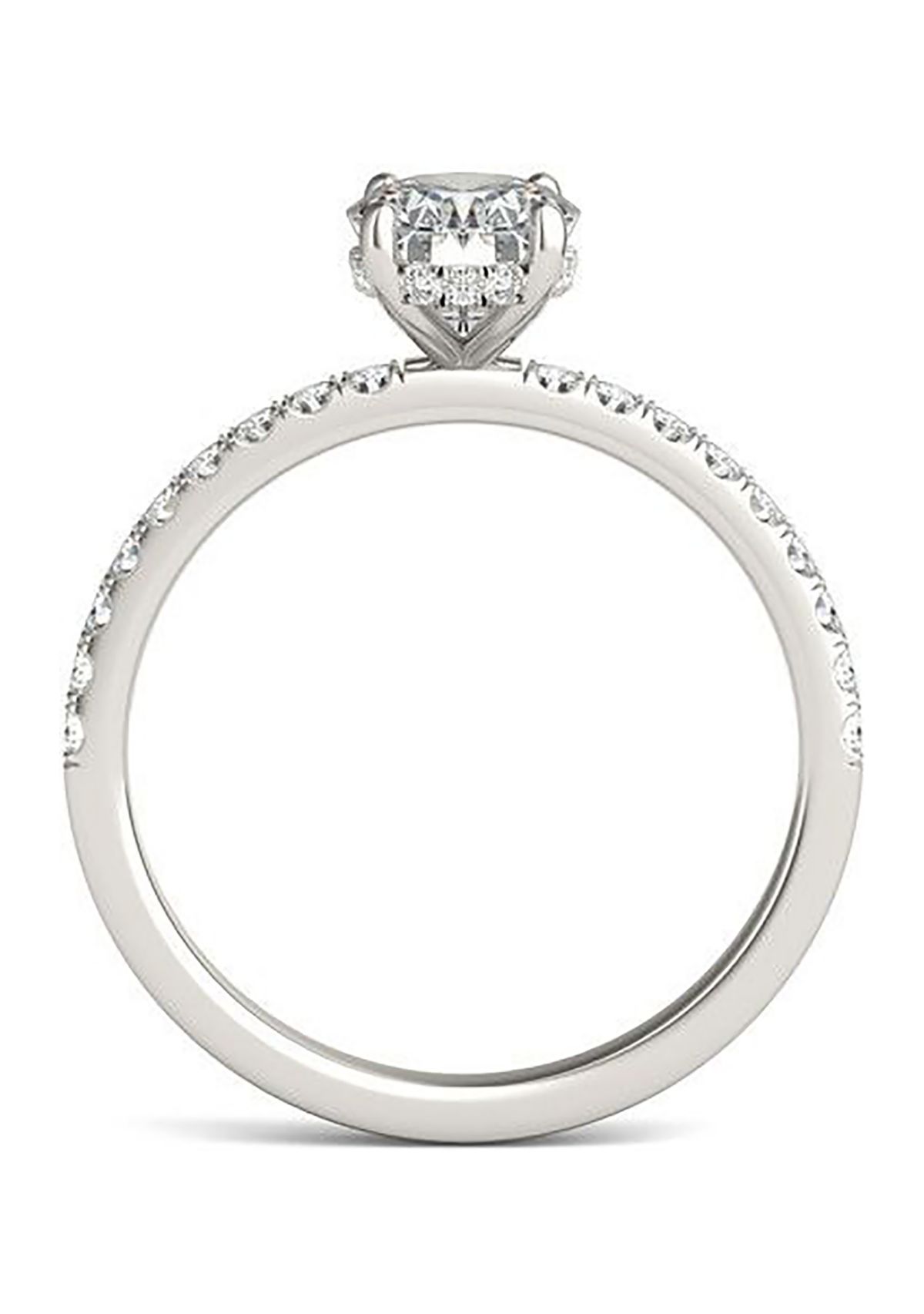 Charles & Colvard 1.78 ct. t.w. Lab Created Oval Moissanite Hidden Halo Engagement Ring in 14k Gold
