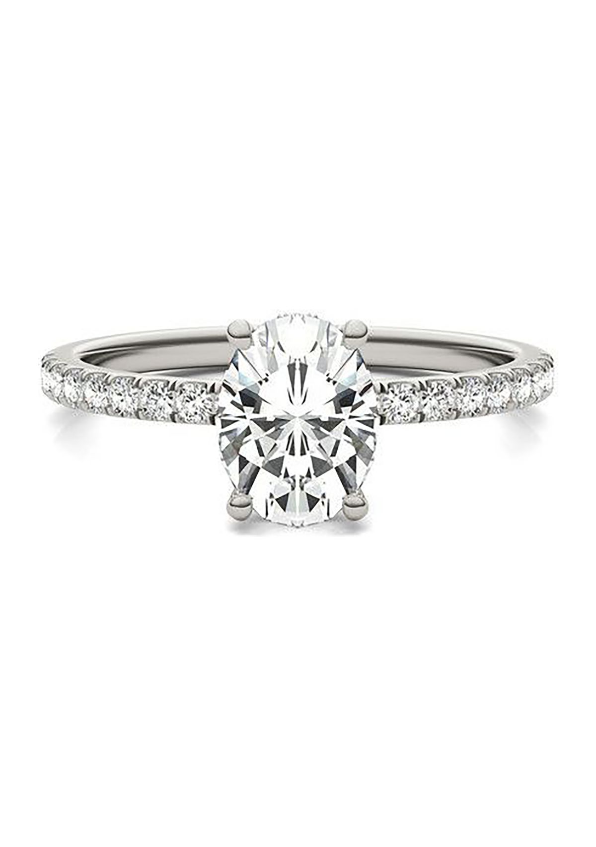 Charles & Colvard 1.78 ct. t.w. Lab Created Oval Moissanite Hidden Halo Engagement Ring in 14k Gold