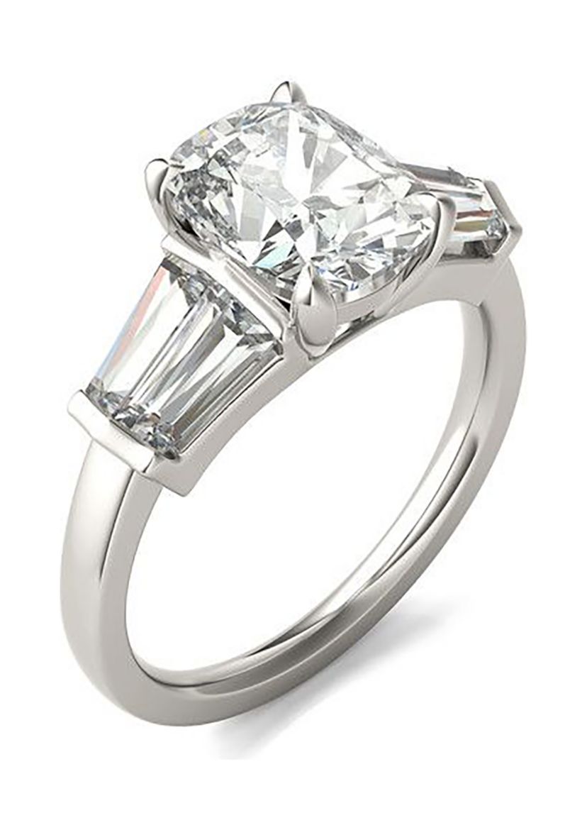 Charles & Colvard 3.46 ct. t.w. Lab Created Elongated Cushion Moissanite Five Stone Engagement Ring in 14k Gold
