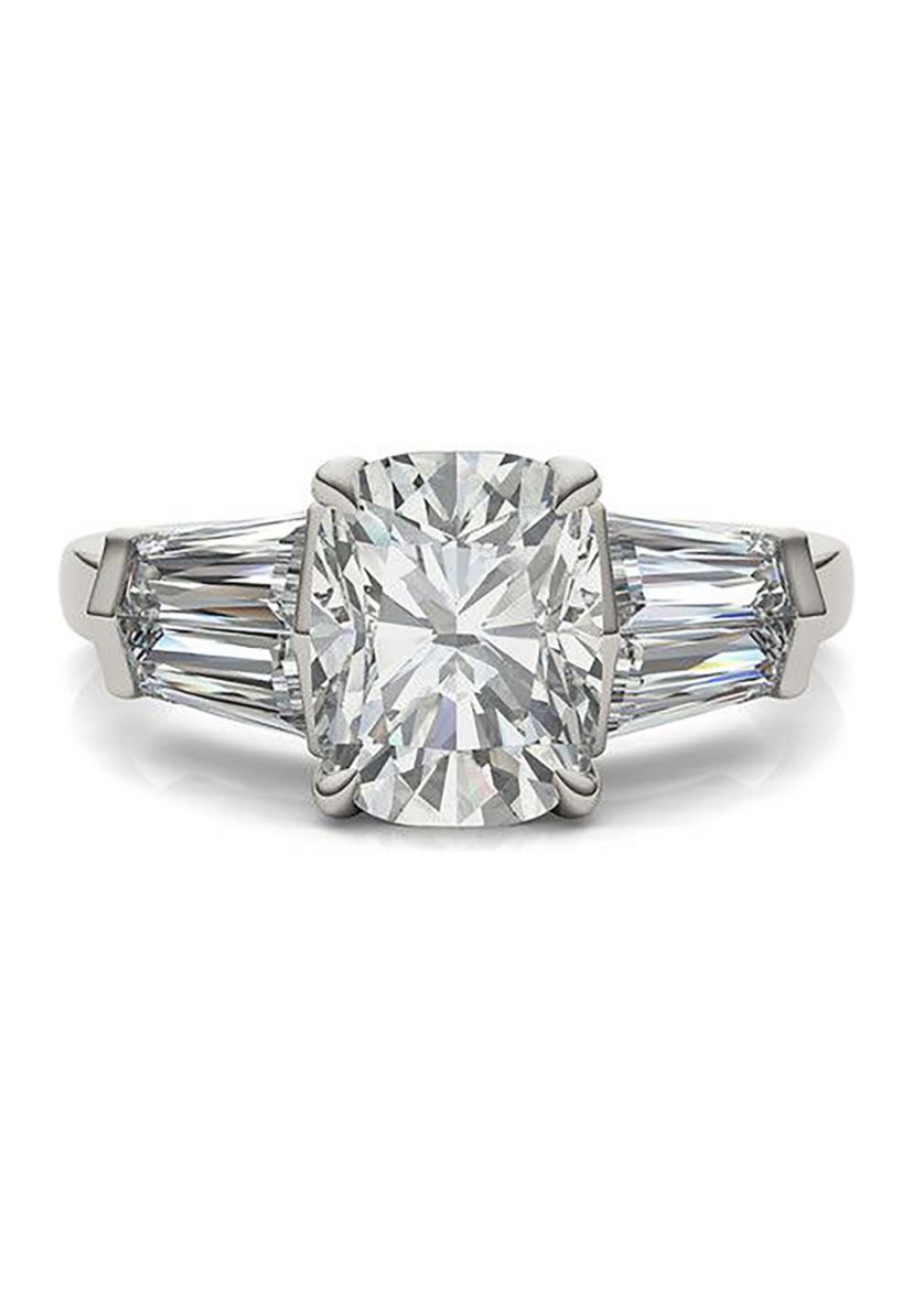 Charles & Colvard 3.46 ct. t.w. Lab Created Elongated Cushion Moissanite Five Stone Engagement Ring in 14k Gold