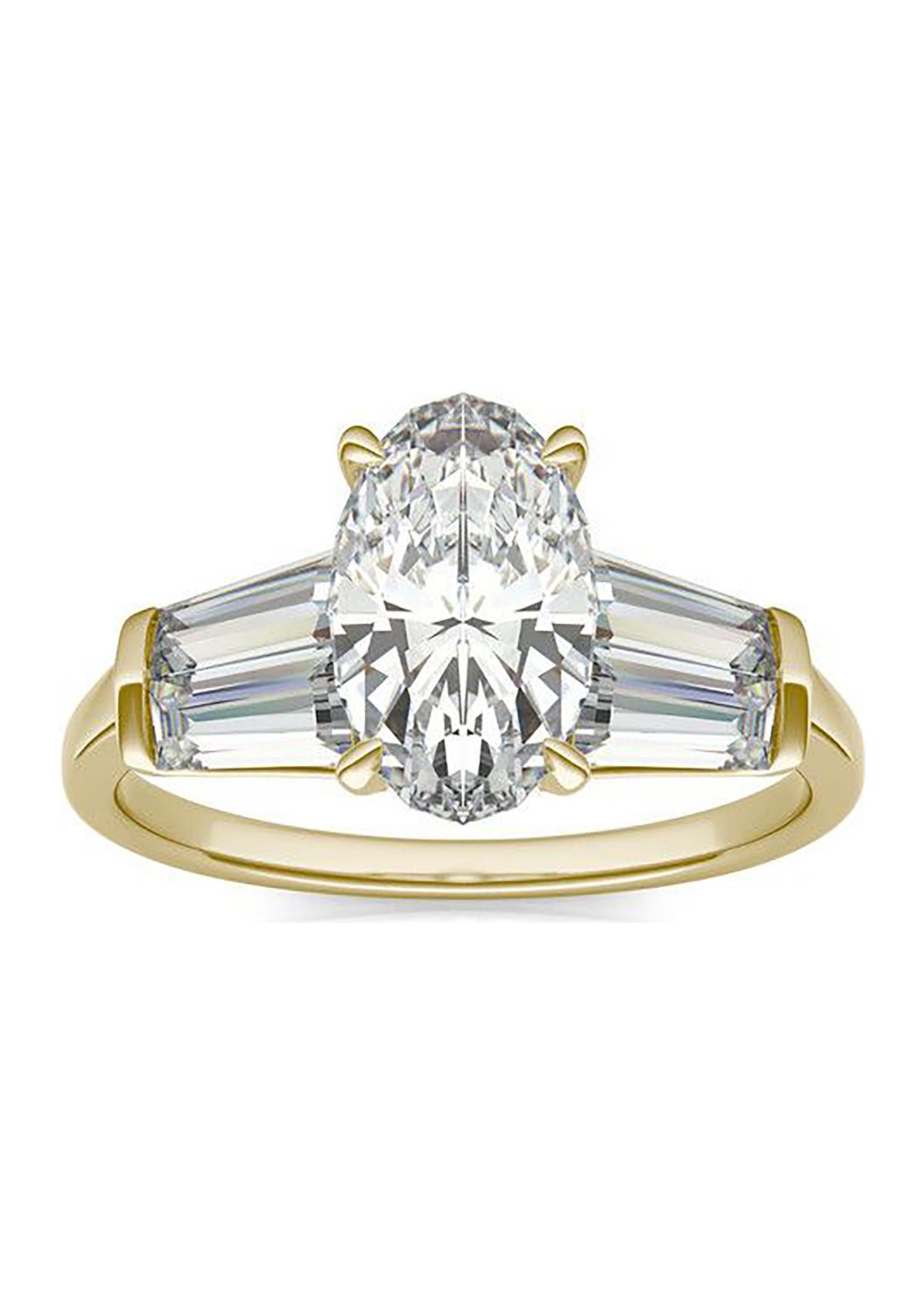 Charles & Colvard 3.46 ct. t.w. Lab Created Elongated Oval Moissanite Five Stone Engagement Ring in 14k Gold