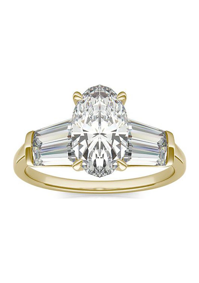 Charles & Colvard 3.46 ct. t.w. Lab Created Elongated Oval Moissanite Five Stone Engagement Ring in 14k Gold