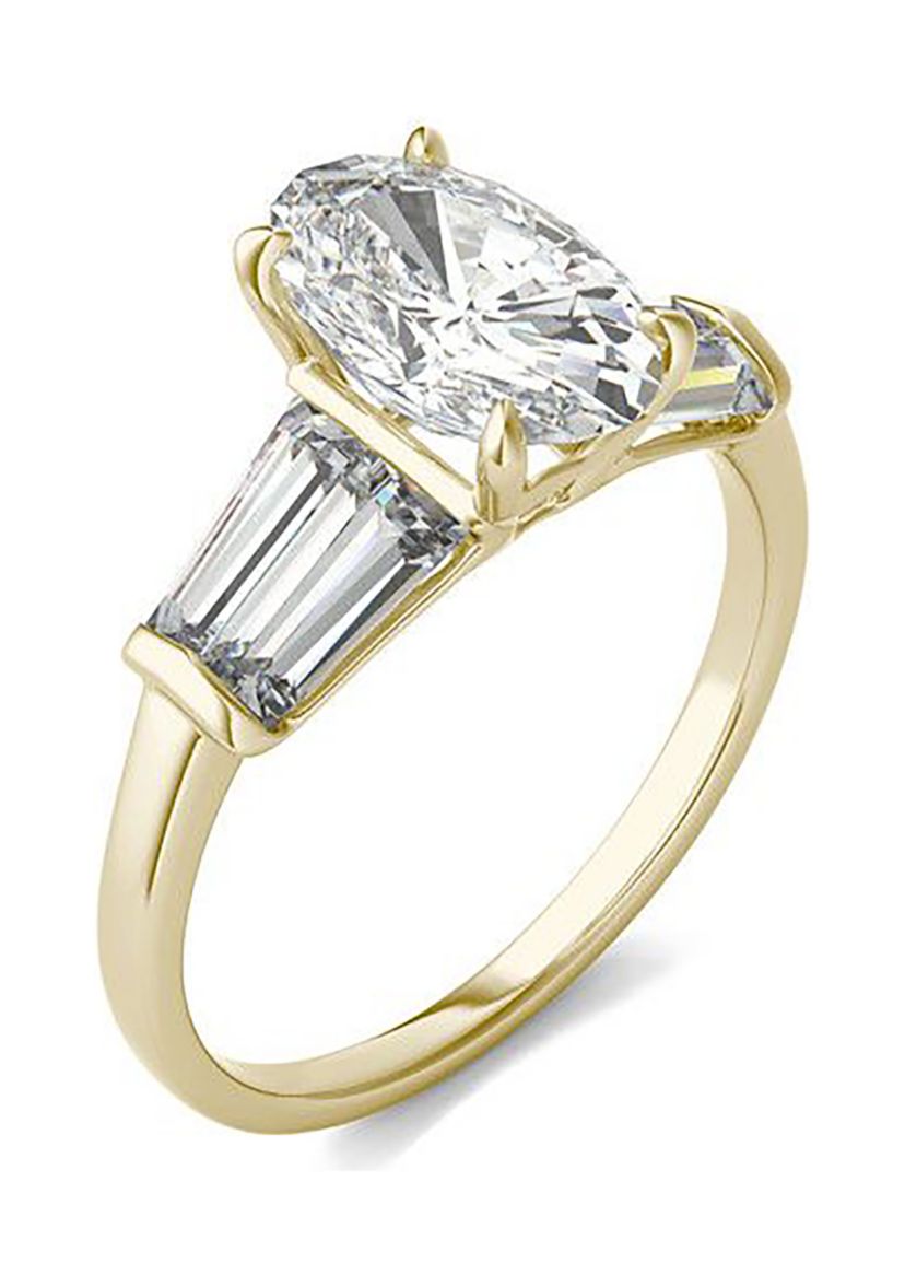 Charles & Colvard 3.46 ct. t.w. Lab Created Elongated Oval Moissanite Five Stone Engagement Ring in 14k Gold