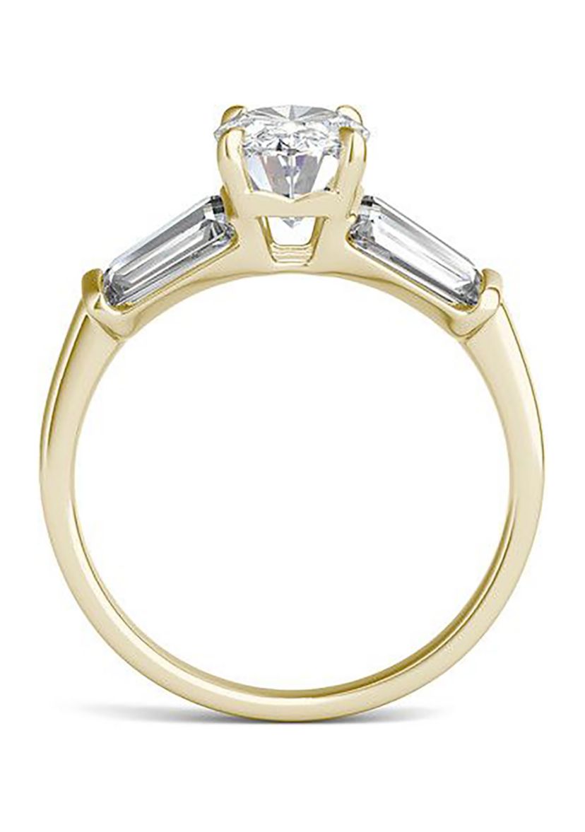 Charles & Colvard 3.46 ct. t.w. Lab Created Elongated Oval Moissanite Five Stone Engagement Ring in 14k Gold