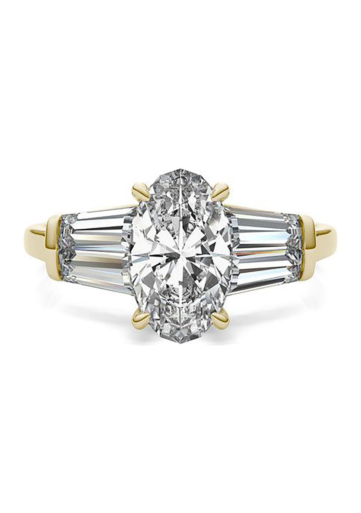 Charles & Colvard 3.46 ct. t.w. Lab Created Elongated Oval Moissanite Five Stone Engagement Ring in 14k Gold