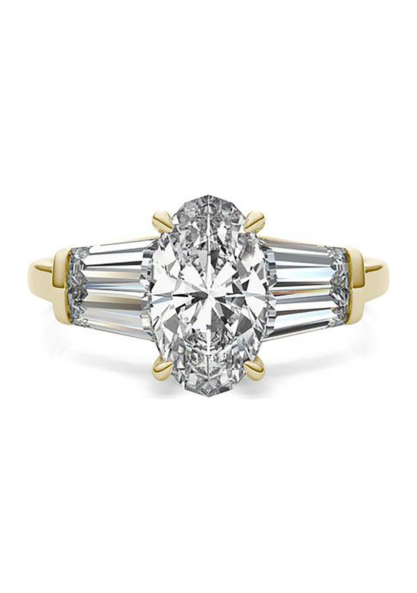 Charles & Colvard 3.46 ct. t.w. Lab Created Elongated Oval Moissanite Five Stone Engagement Ring in 14k Gold