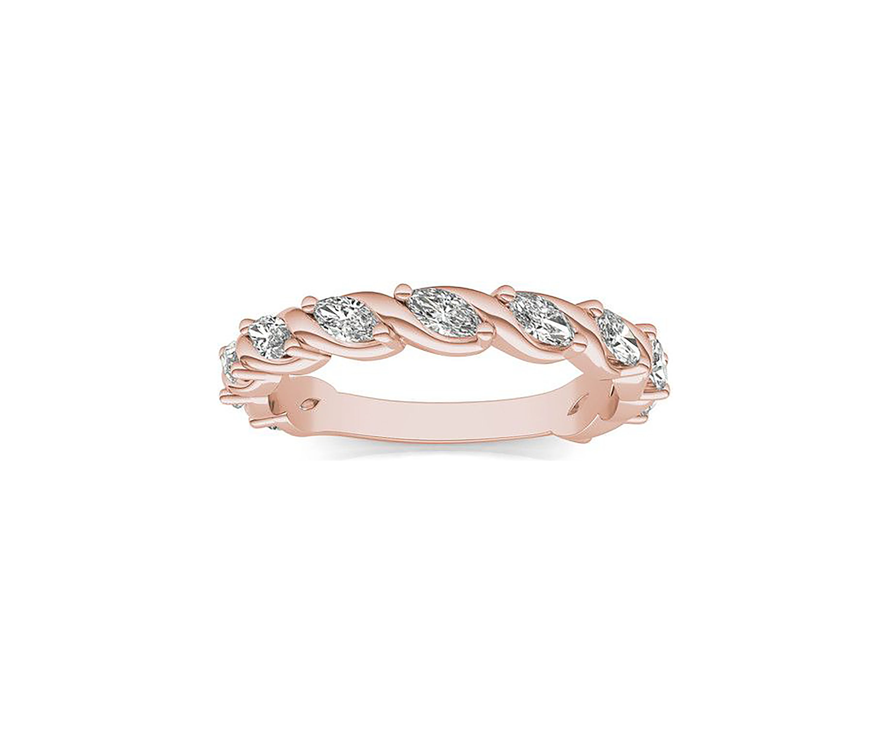 Charles & Colvard 0.77 ct. t.w. Lab Created Marquise Moissanite Swirled Band in 14k Gold