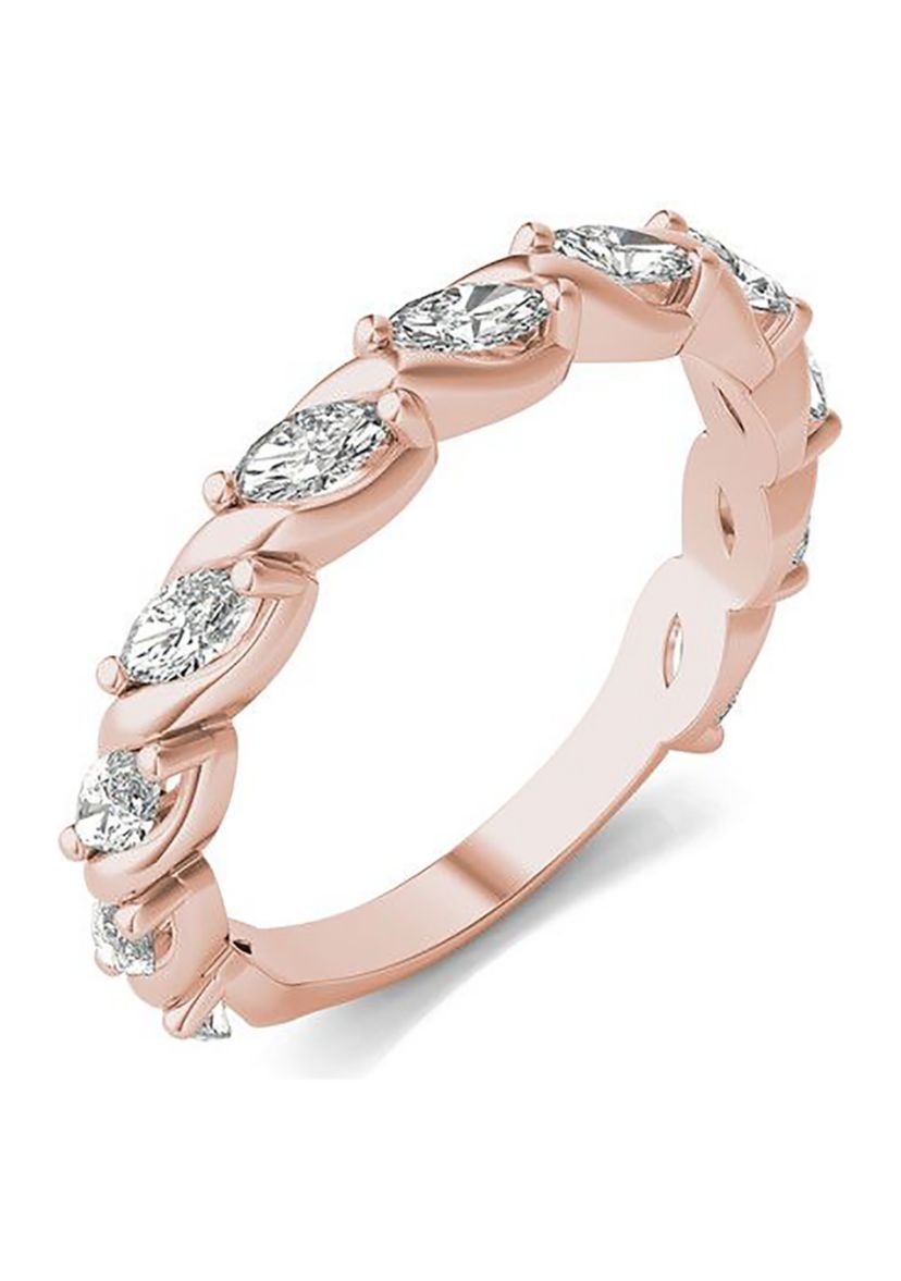 Charles & Colvard 0.77 ct. t.w. Lab Created Marquise Moissanite Swirled Band in 14k Gold