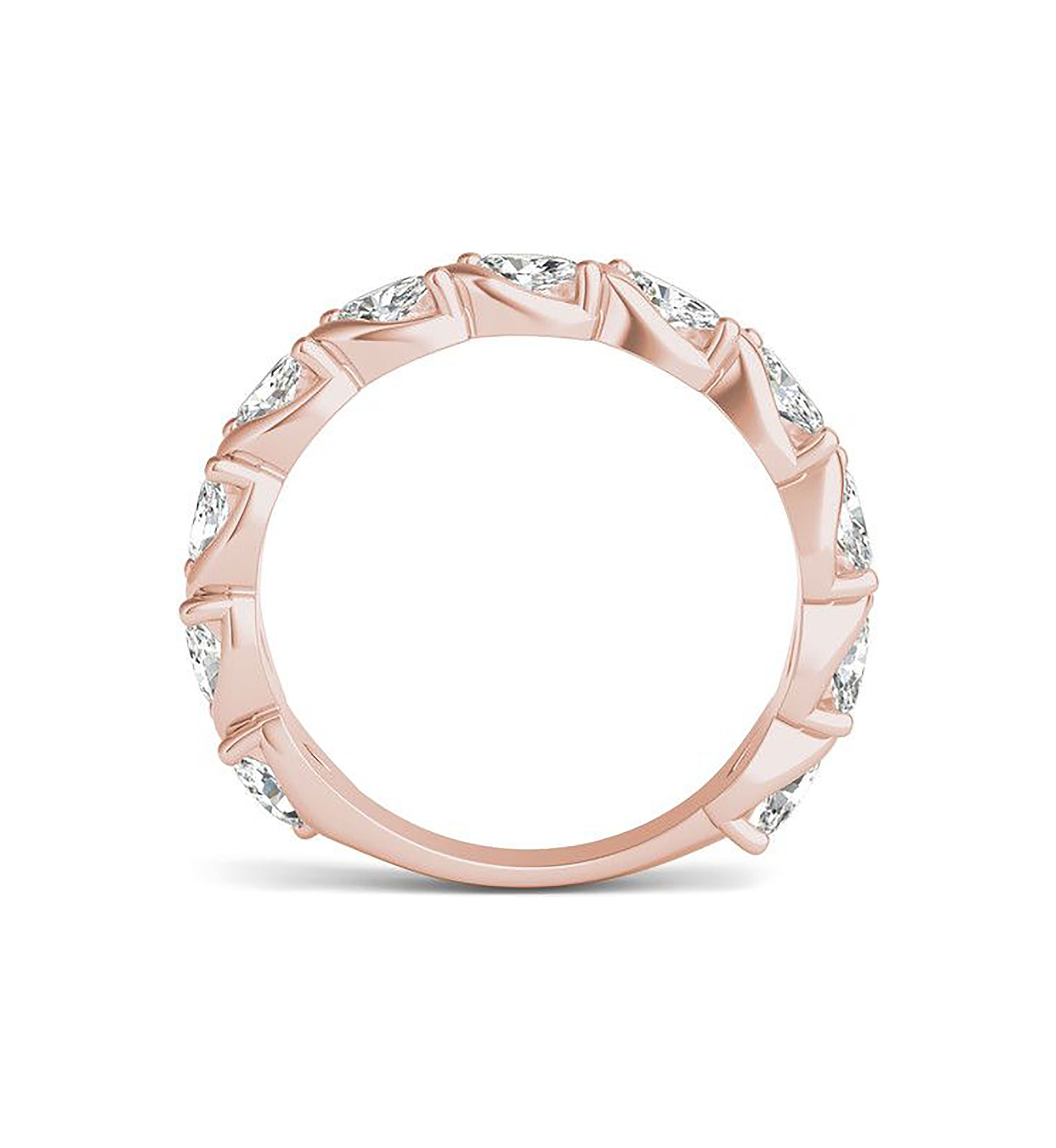 Charles & Colvard 0.77 ct. t.w. Lab Created Marquise Moissanite Swirled Band in 14k Gold