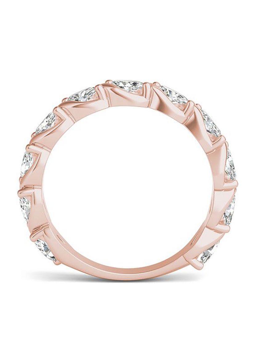 Charles & Colvard 0.77 ct. t.w. Lab Created Marquise Moissanite Swirled Band in 14k Gold