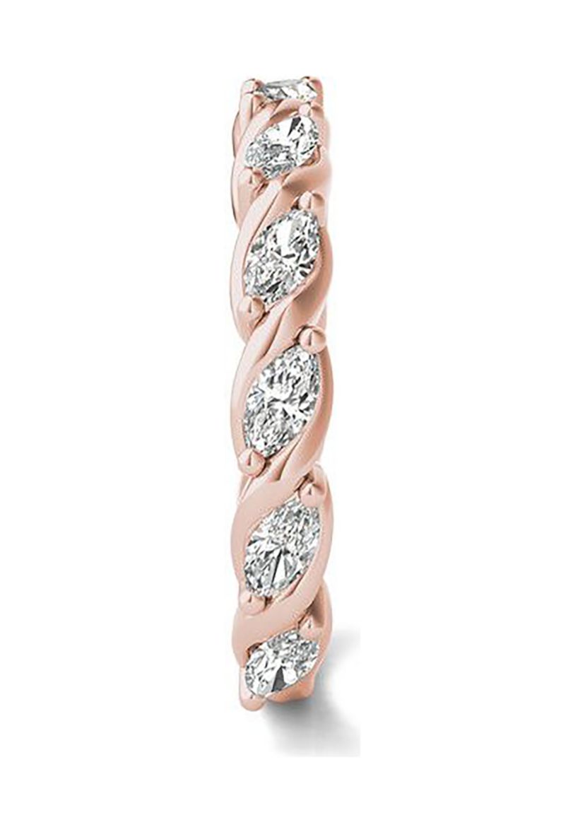 Charles & Colvard 0.77 ct. t.w. Lab Created Marquise Moissanite Swirled Band in 14k Gold