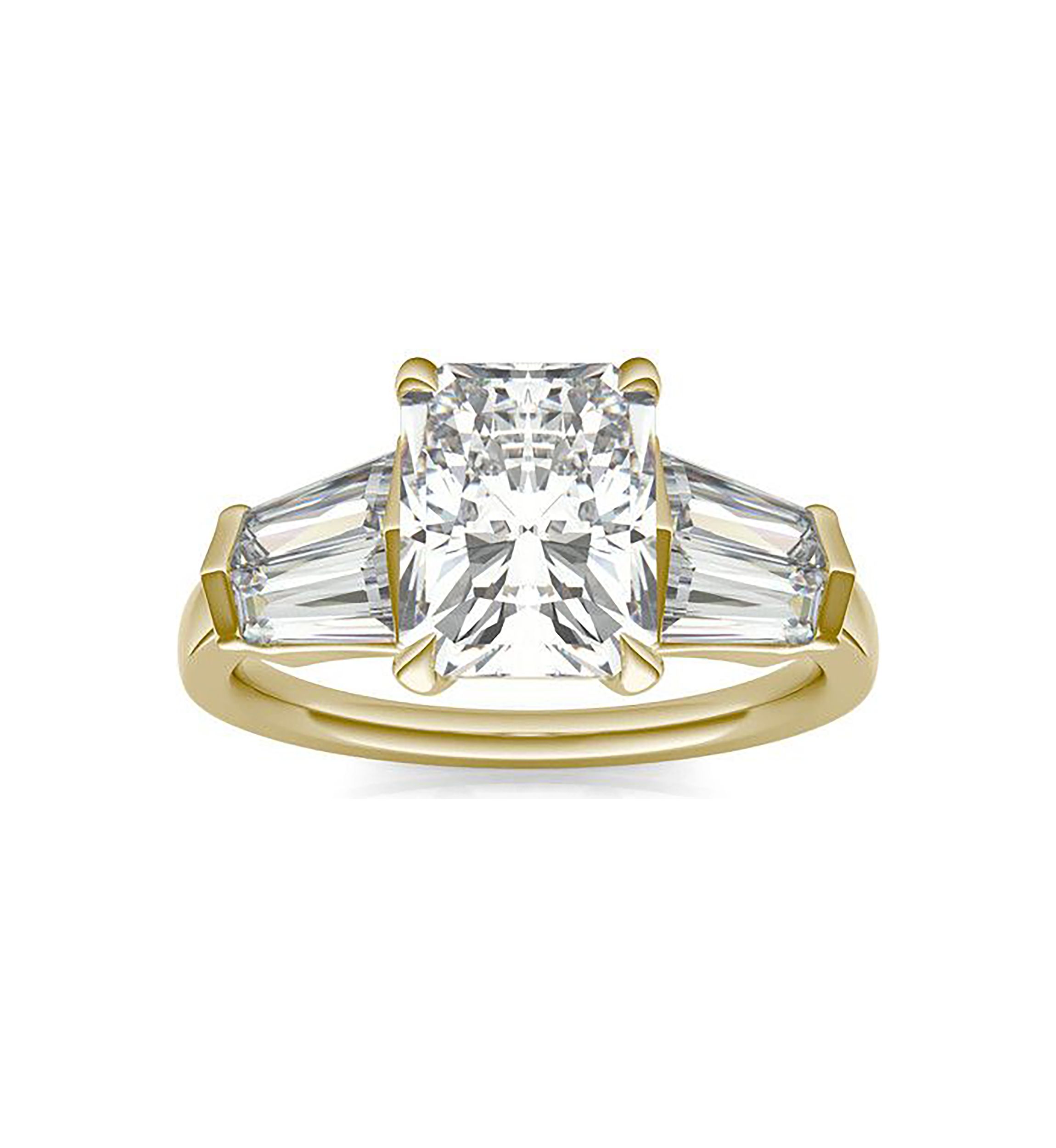 Charles & Colvard 3.86 ct. t.w. Lab Created Radiant Cut Five Stone Engagement Ring in 14k Gold