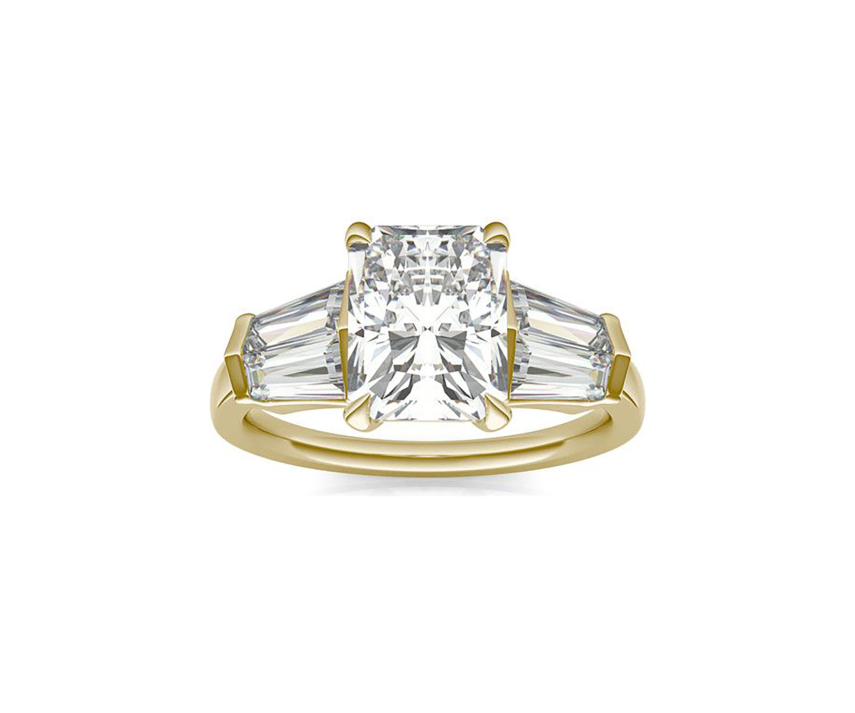 Charles & Colvard 3.86 ct. t.w. Lab Created Radiant Cut Five Stone Engagement Ring in 14k Gold