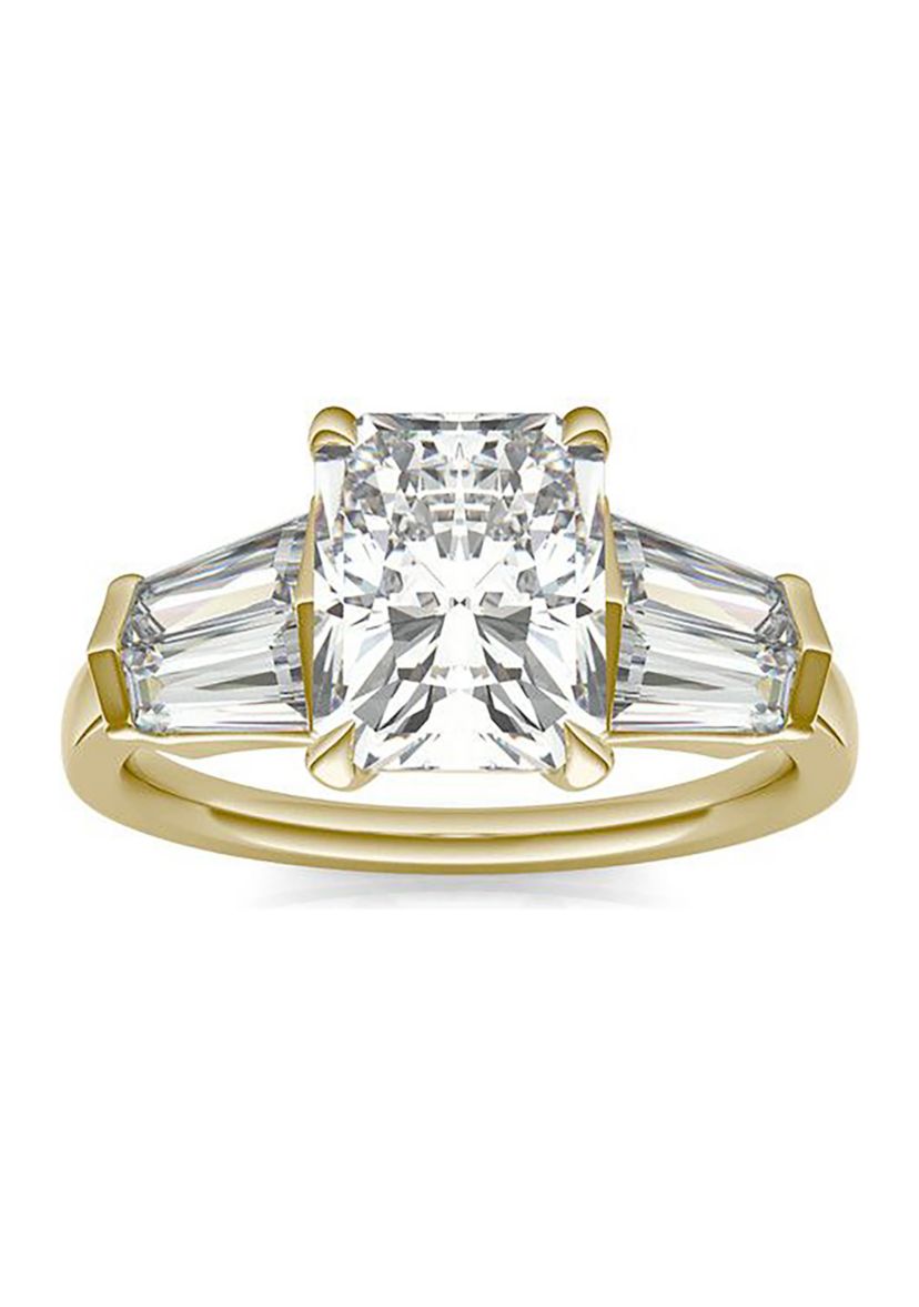 Charles & Colvard 3.86 ct. t.w. Lab Created Radiant Cut Five Stone Engagement Ring in 14k Gold