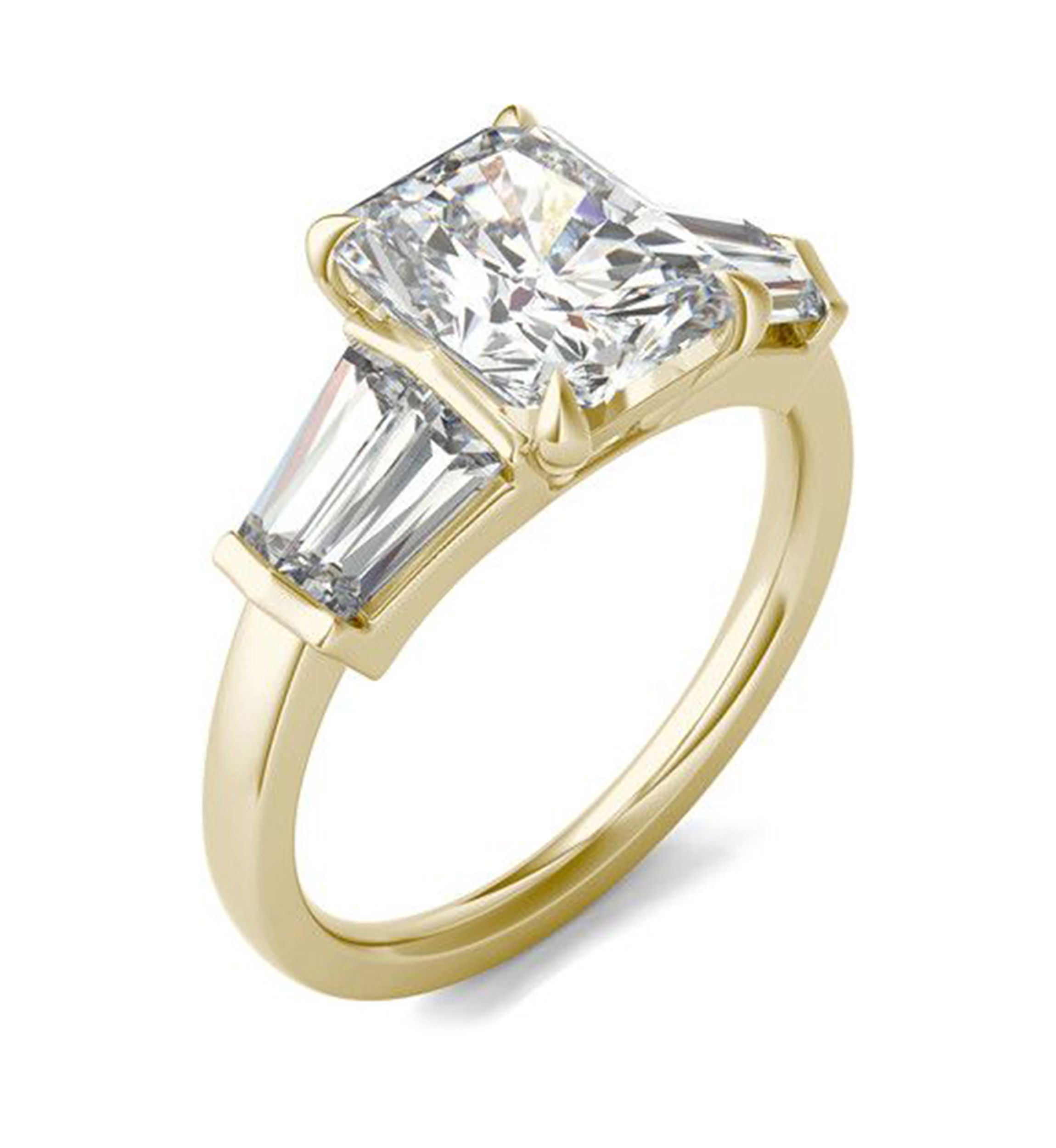 Charles & Colvard 3.86 ct. t.w. Lab Created Radiant Cut Five Stone Engagement Ring in 14k Gold