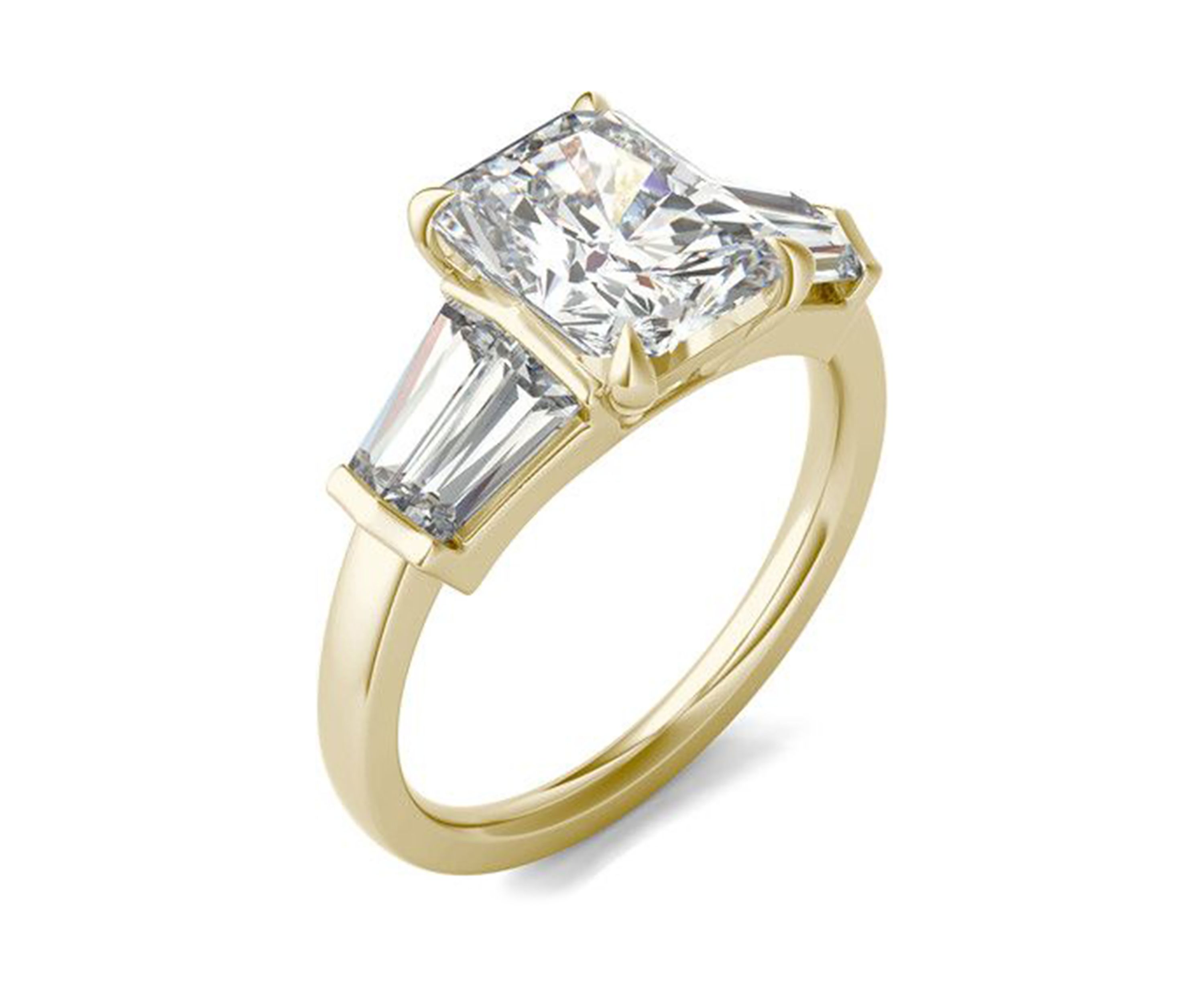 Charles & Colvard 3.86 ct. t.w. Lab Created Radiant Cut Five Stone Engagement Ring in 14k Gold