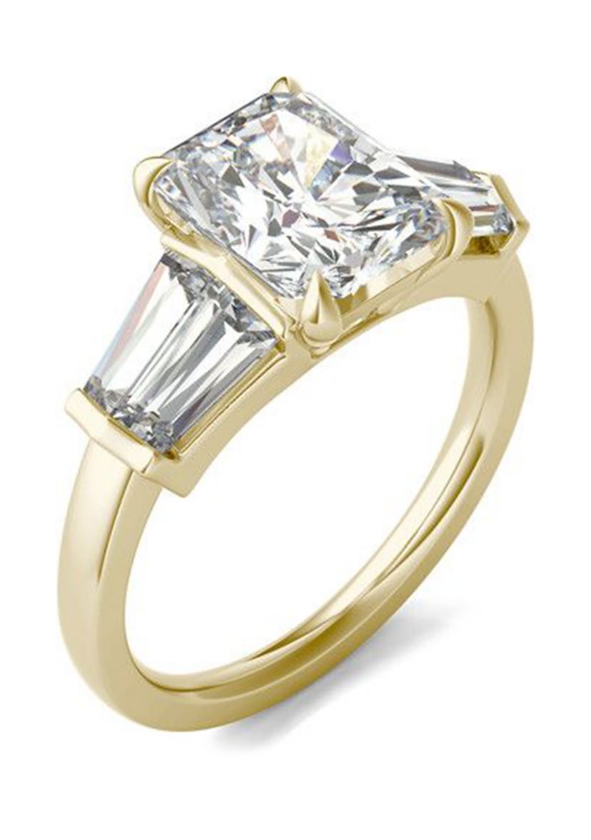 Charles & Colvard 3.86 ct. t.w. Lab Created Radiant Cut Five Stone Engagement Ring in 14k Gold