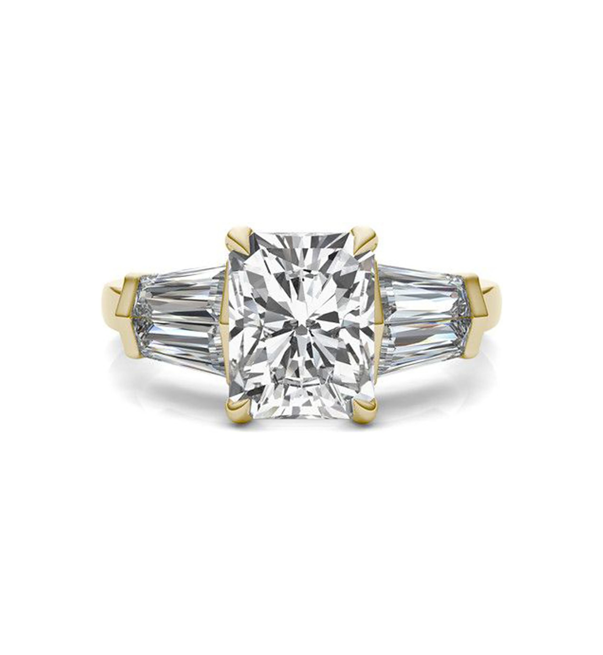 Charles & Colvard 3.86 ct. t.w. Lab Created Radiant Cut Five Stone Engagement Ring in 14k Gold