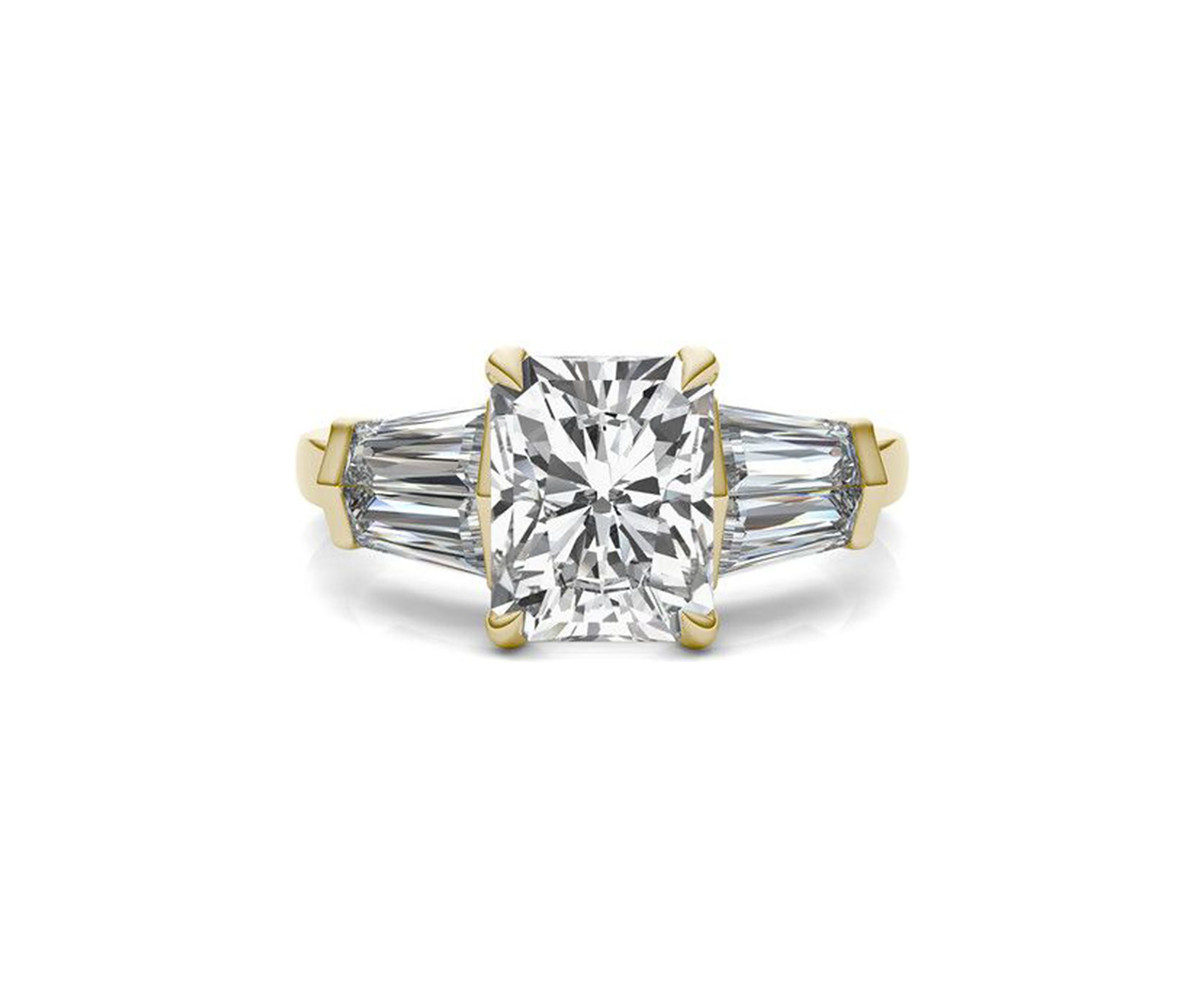 Charles & Colvard 3.86 ct. t.w. Lab Created Radiant Cut Five Stone Engagement Ring in 14k Gold