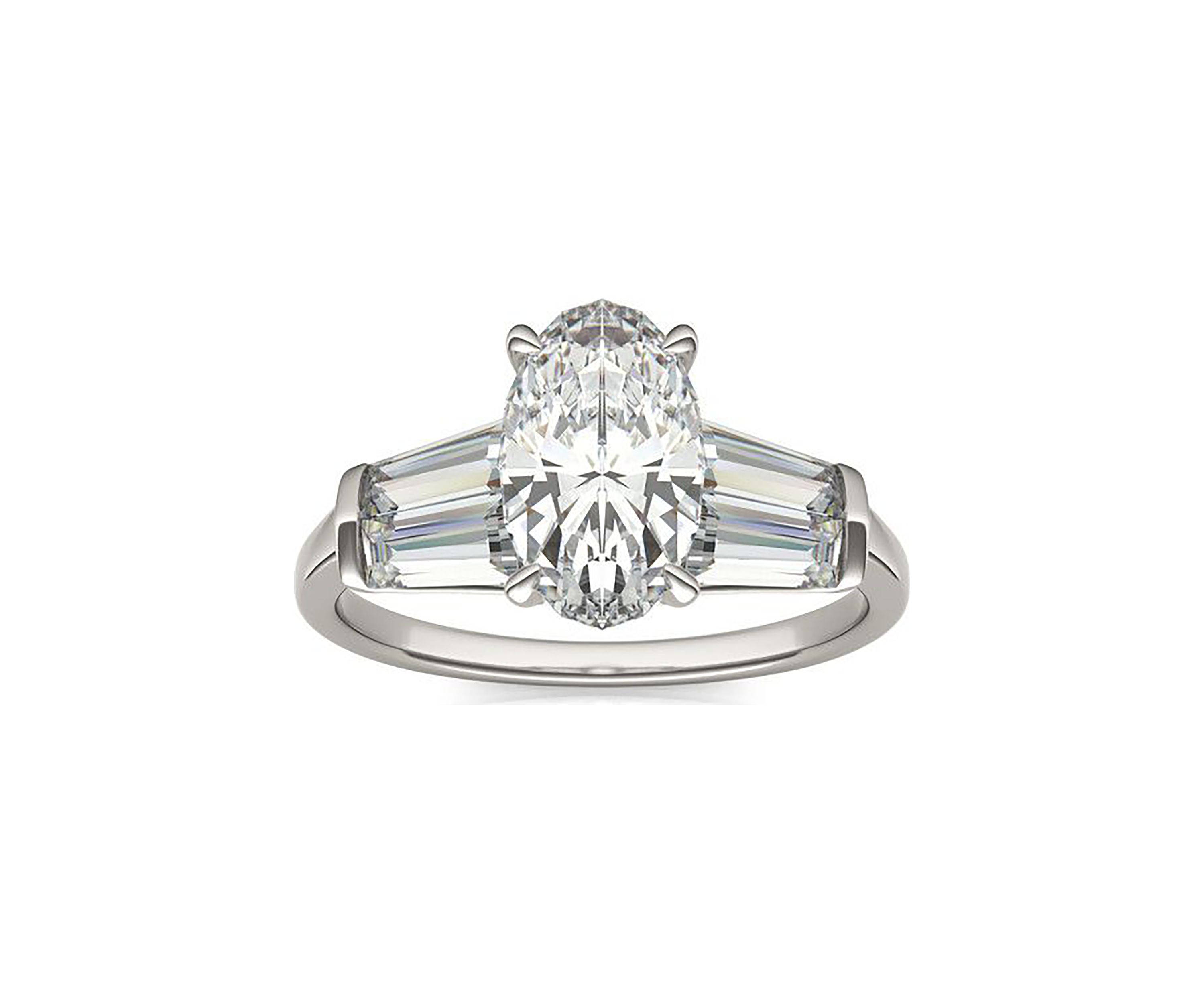 Charles & Colvard 3.46 ct. t.w. Lab Created Elongated Oval Moissanite Five Stone Engagement Ring in 14k Gold