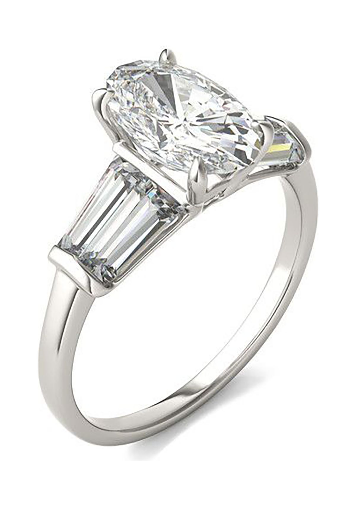 Charles & Colvard 3.46 ct. t.w. Lab Created Elongated Oval Moissanite Five Stone Engagement Ring in 14k Gold