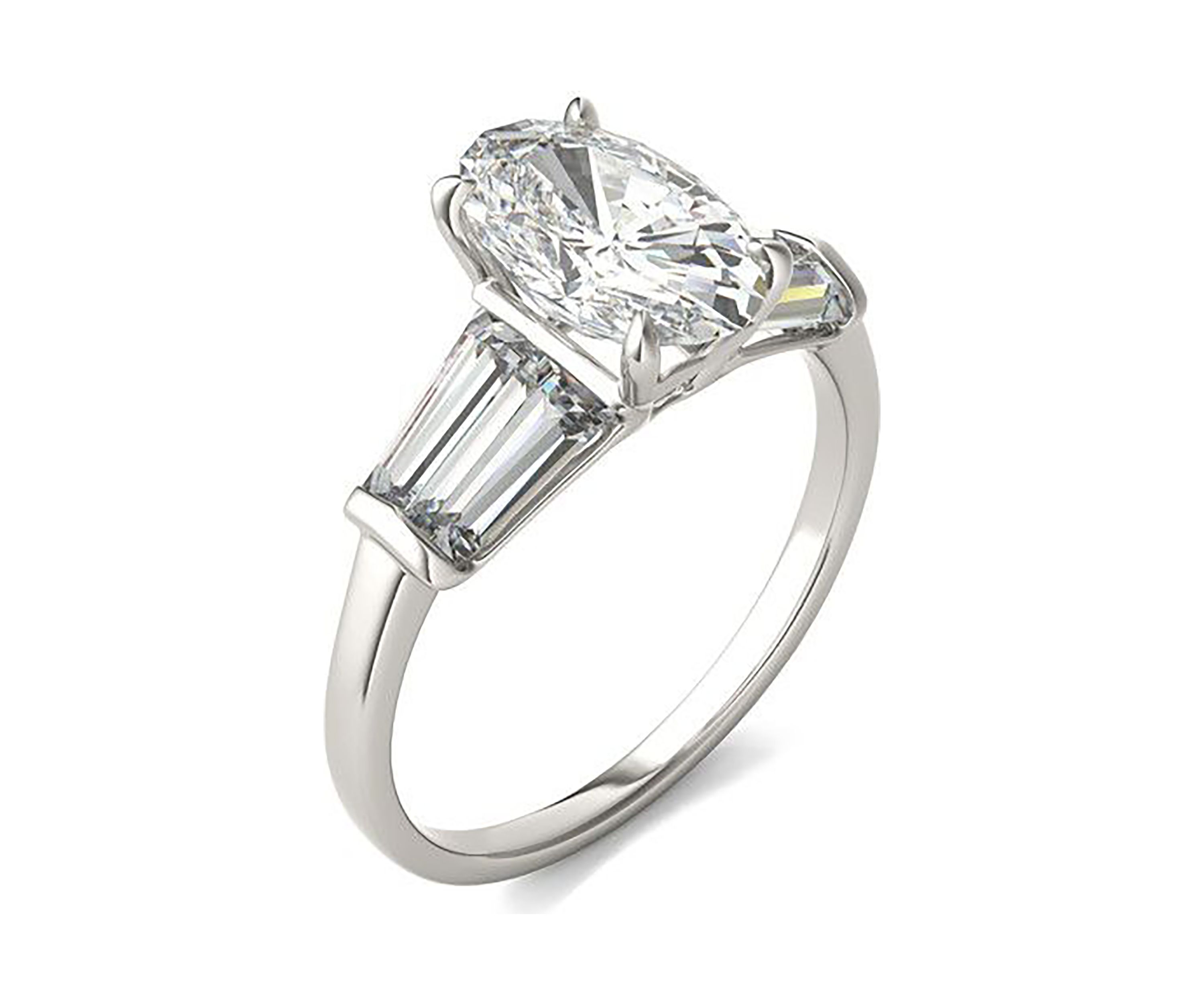 Charles & Colvard 3.46 ct. t.w. Lab Created Elongated Oval Moissanite Five Stone Engagement Ring in 14k Gold