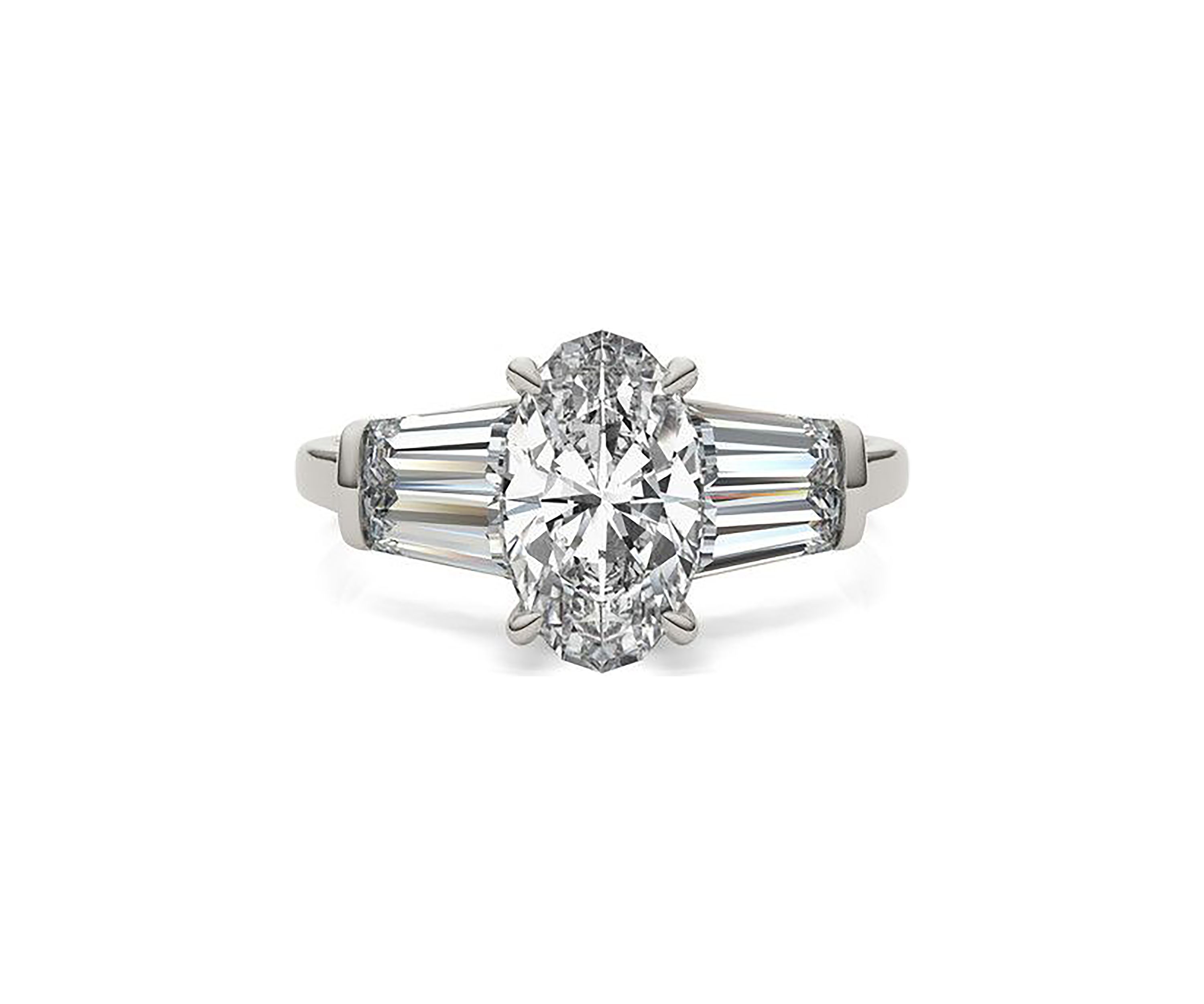 Charles & Colvard 3.46 ct. t.w. Lab Created Elongated Oval Moissanite Five Stone Engagement Ring in 14k Gold