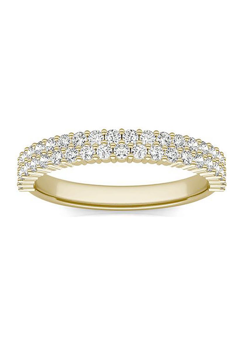 Charles & Colvard 0.62 ct. t.w. Lab Created Two-Row Moissanite Band in 14k Gold