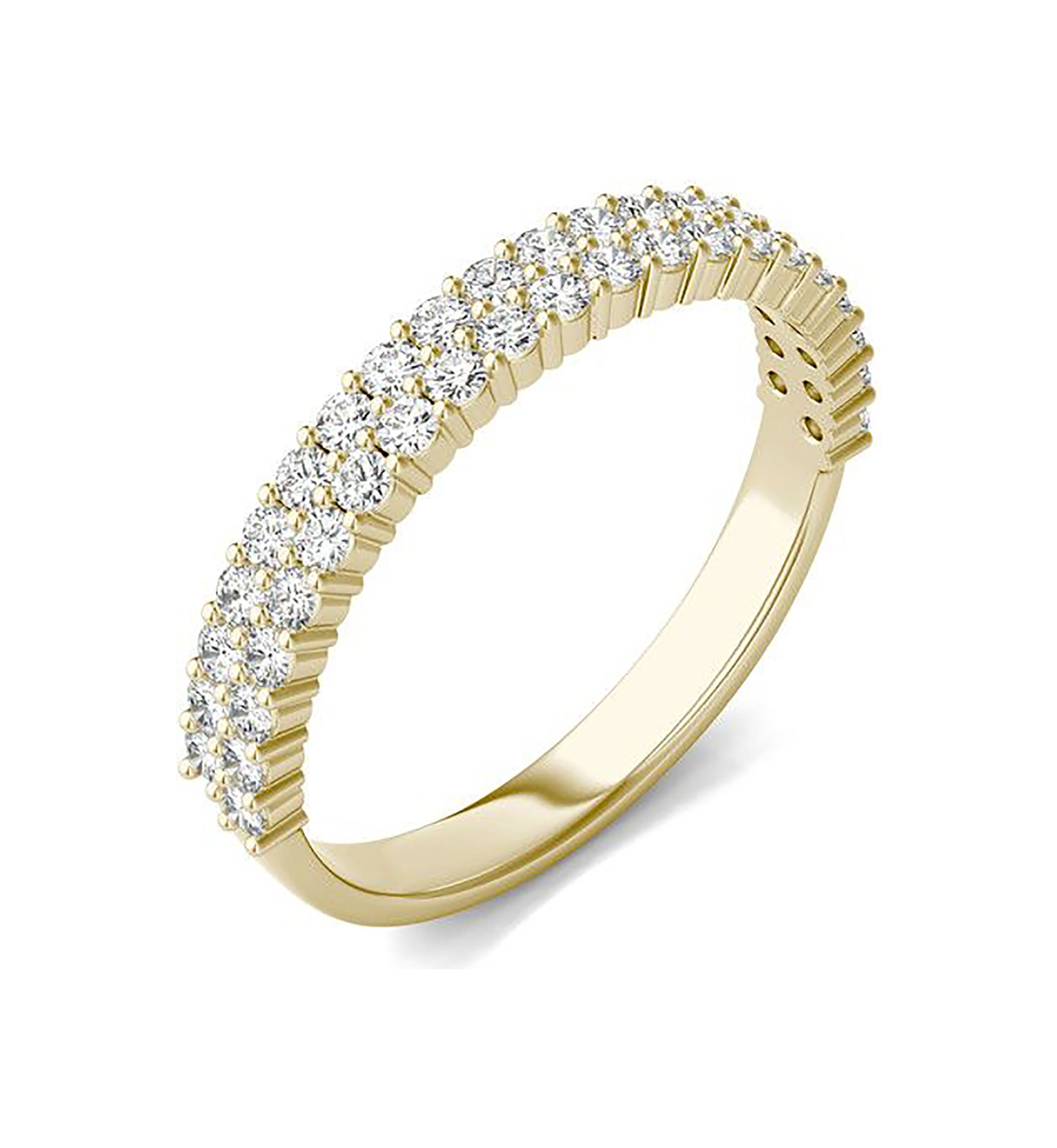 Charles & Colvard 0.62 ct. t.w. Lab Created Two-Row Moissanite Band in 14k Gold